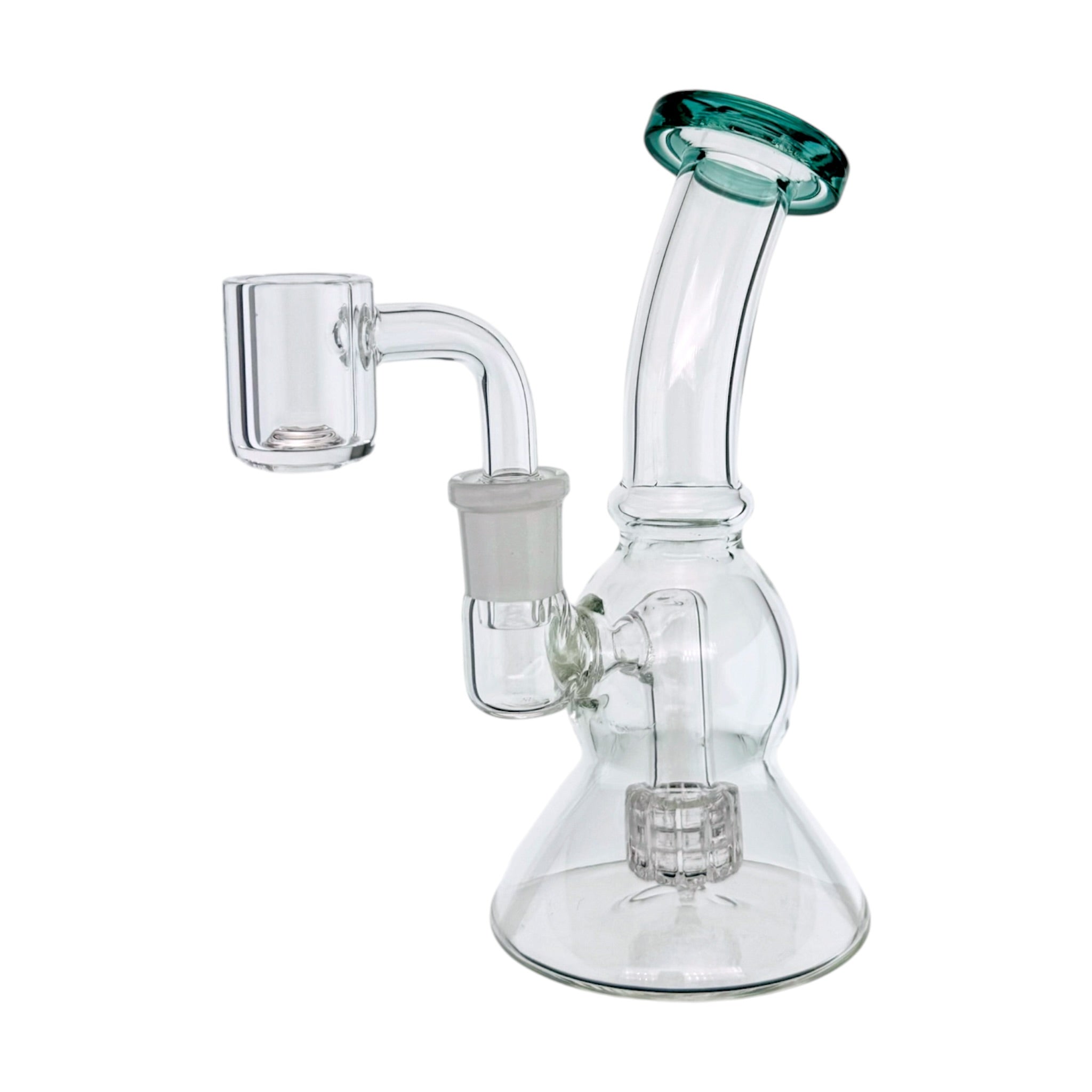Glass Mini Dab Rig With Color Lip Dark Green
