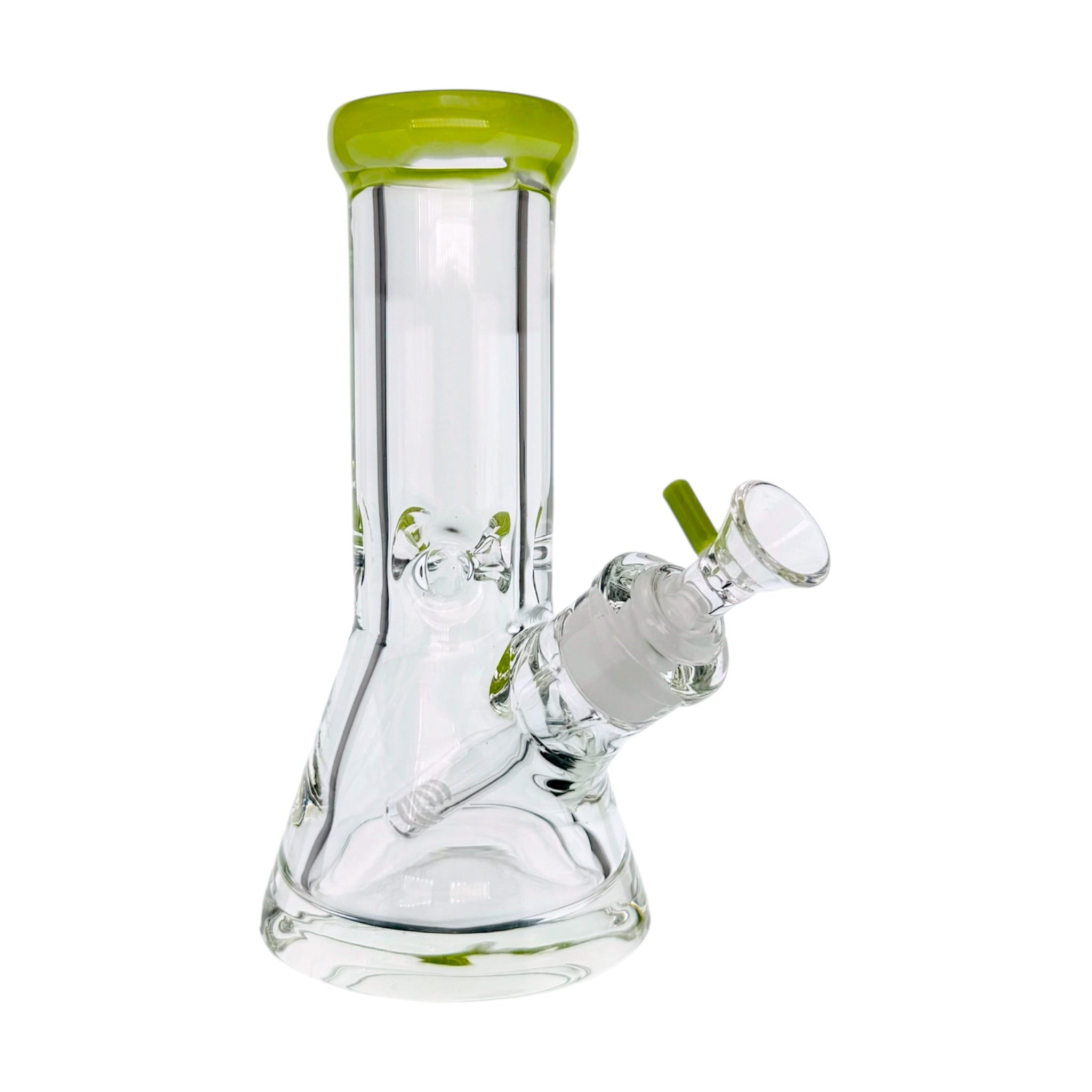 8 Inch Extra Extra Thick Clear Glass Bong With Slyme Green Mouthpiece