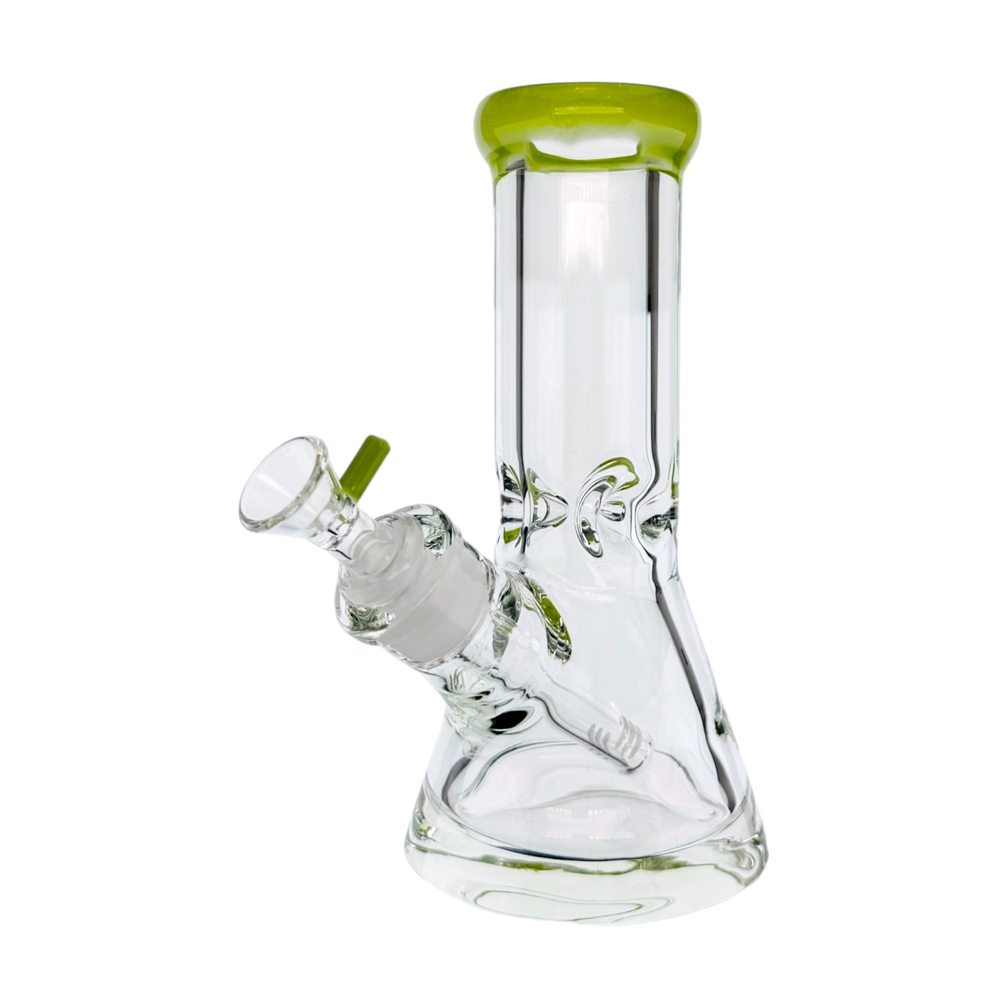 8 Inch Extra Extra Thick Clear Glass Bong With Slyme Green Mouthpiece