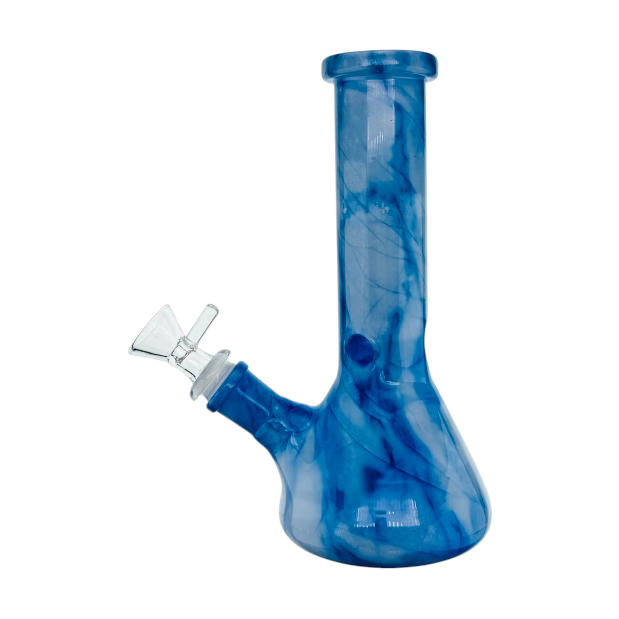 Blue glass water pipe on a white background