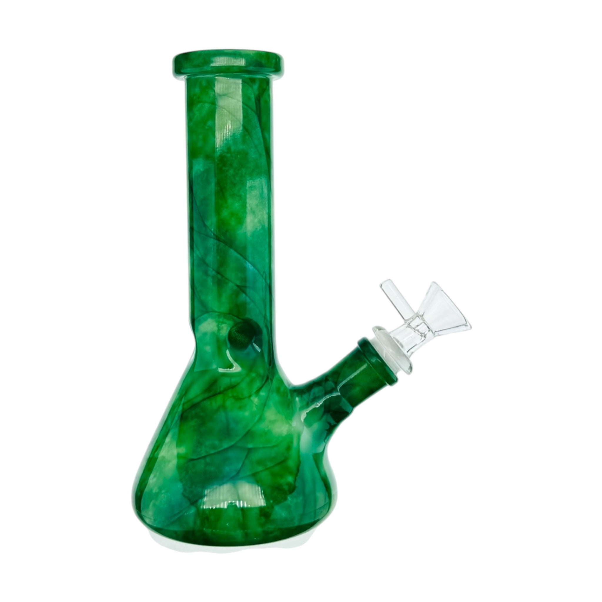 Green Mystic Marble Beaker Base Glass Water Pipe Bong 8 Inch