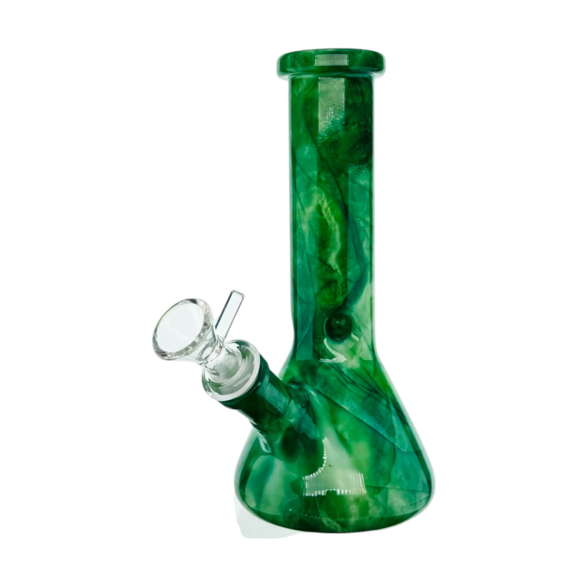 Green Mystic Marble Beaker Base Glass Water Pipe Bong 8 Inch