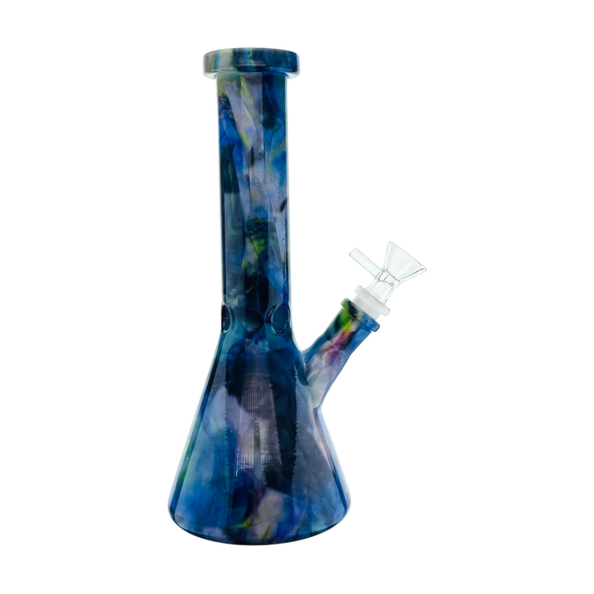 Blue Cosmic Space Marble Beaker Base Glass Water Pipe Bong 10 Inch