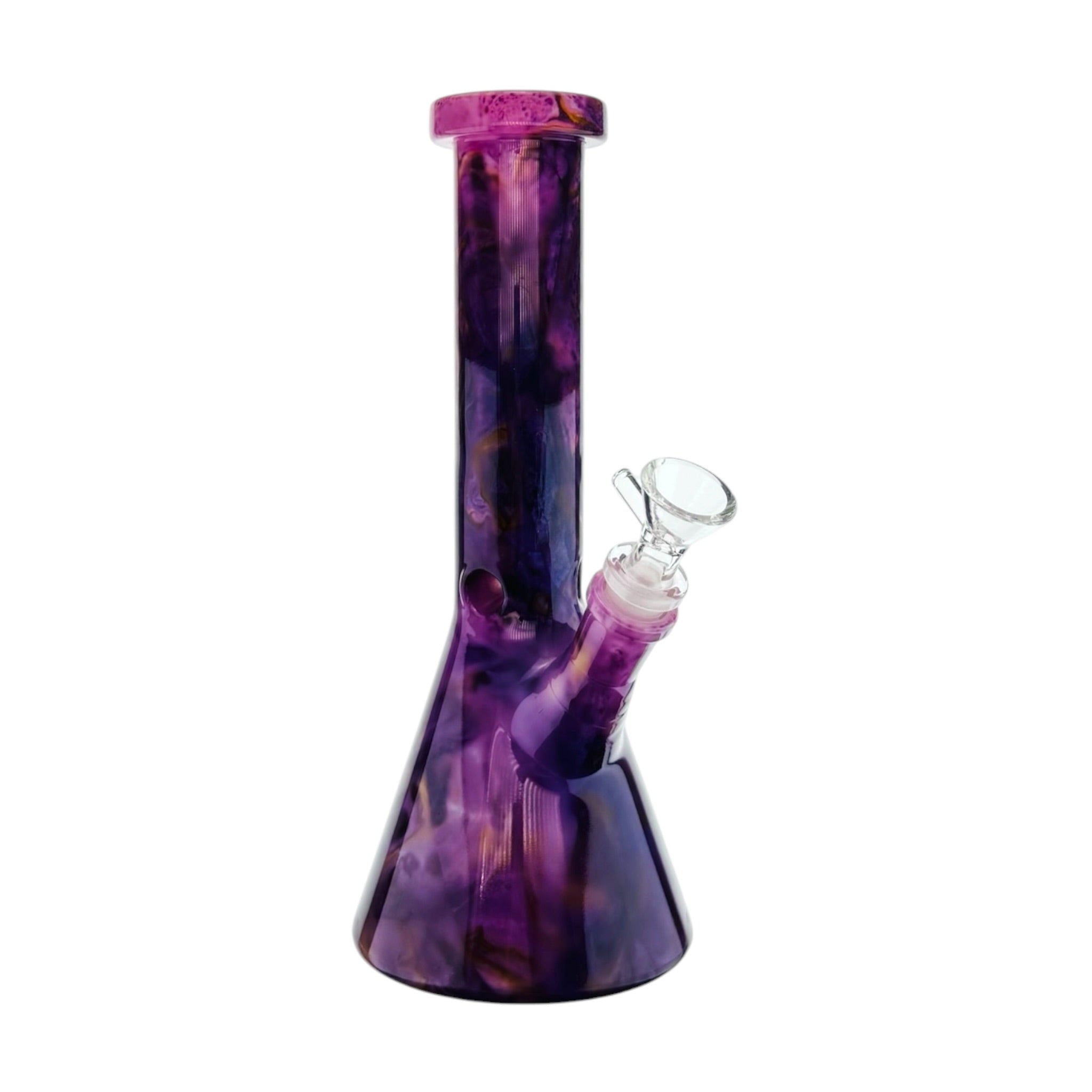 Purple glass bong on a white background