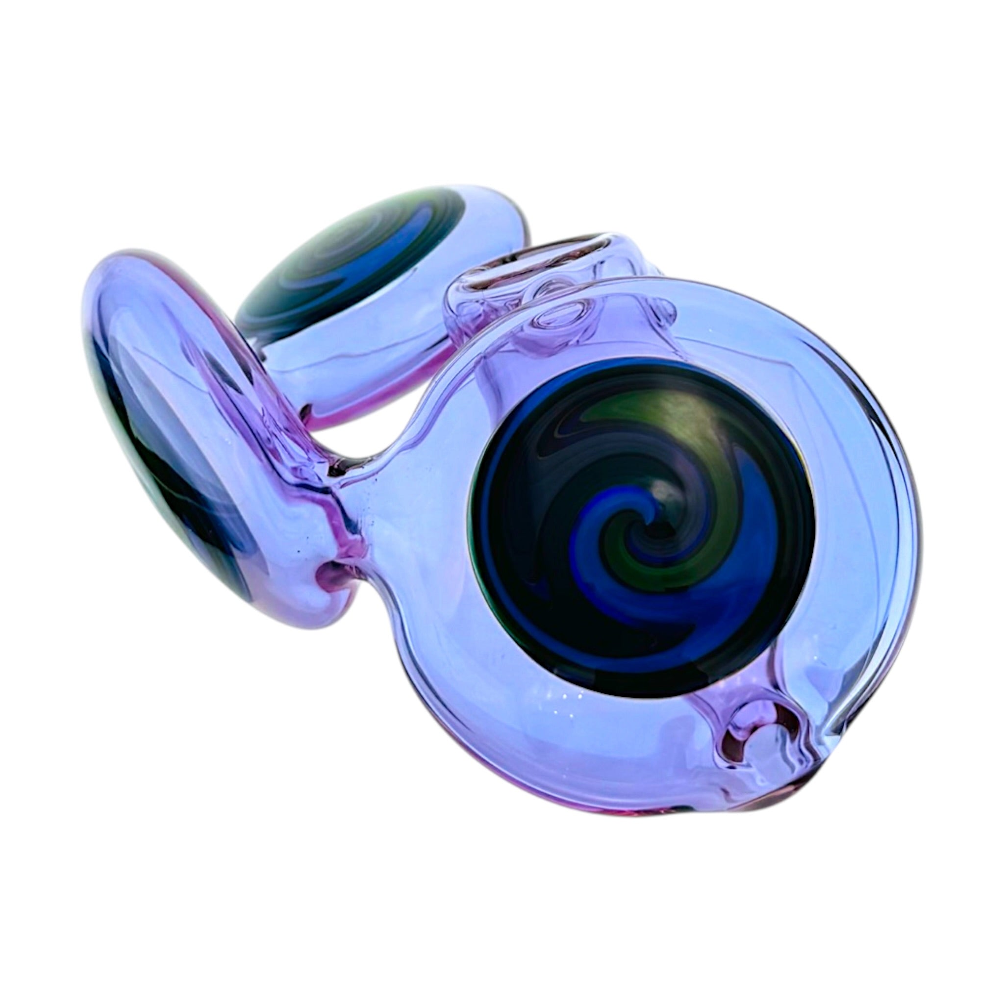 Unique Triple Wig Wag Line Work Disc Purple Glass Hand Pipe