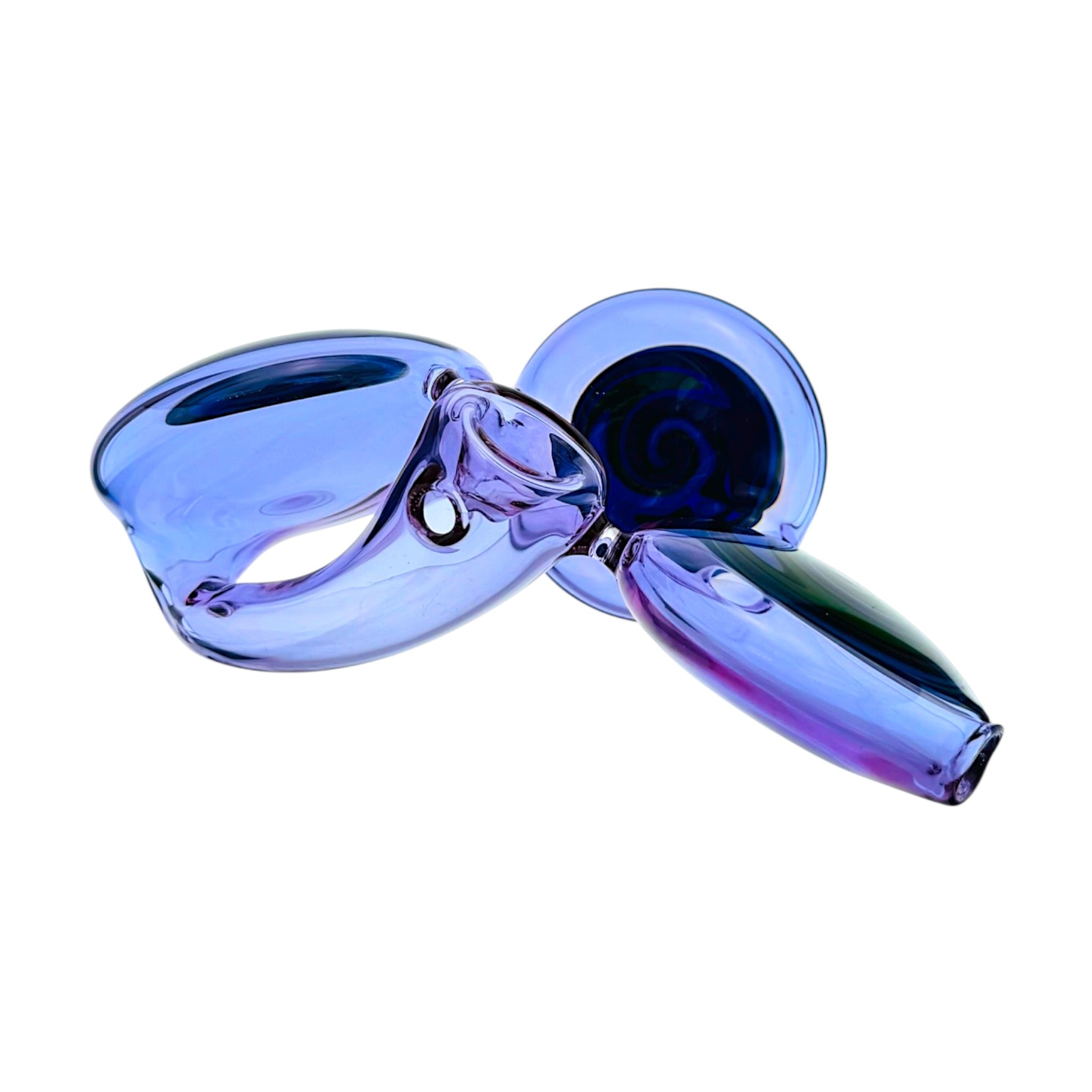 Unique Triple Wig Wag Line Work Disc Purple Glass Hand Pipe