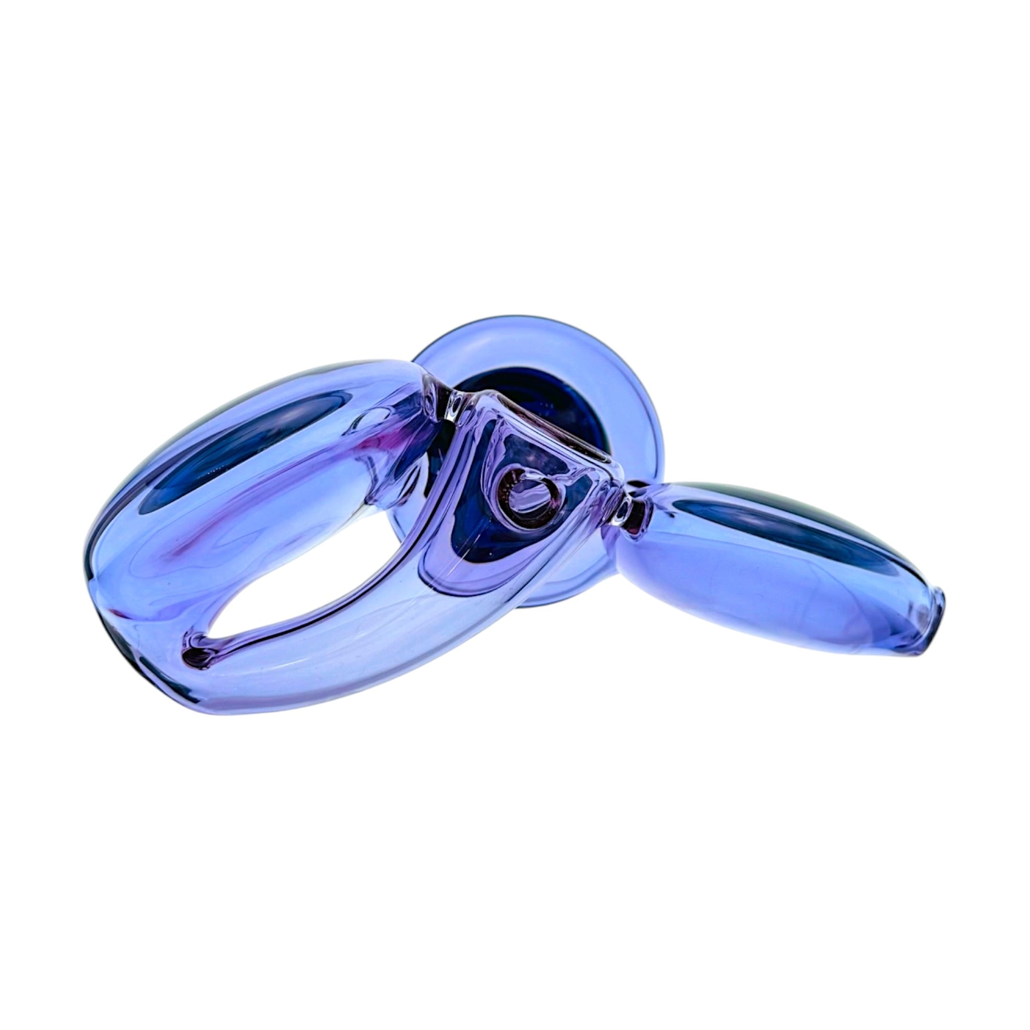 Unique Triple Wig Wag Line Work Disc Purple Glass Hand Pipe
