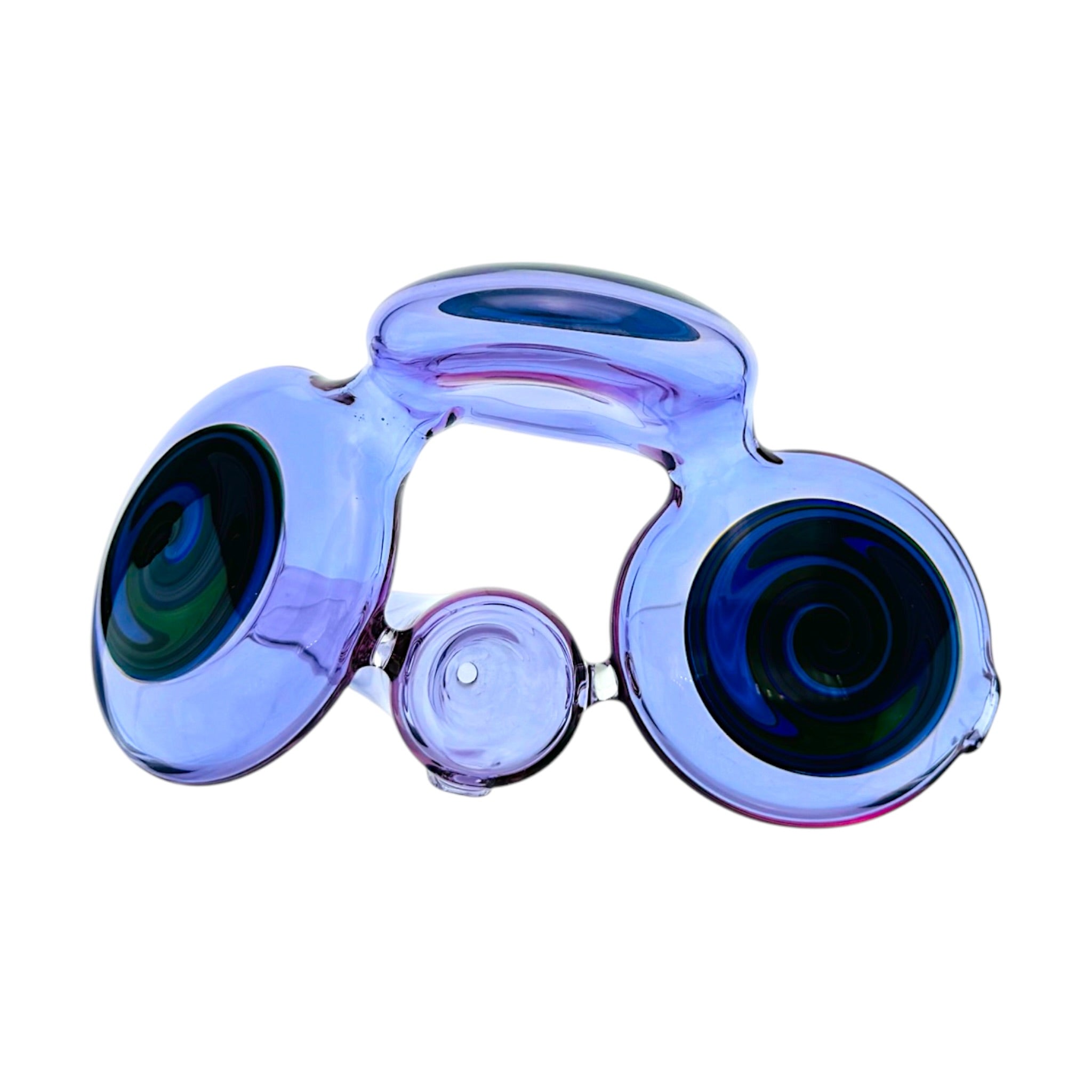 Unique Triple Wig Wag Line Work Disc Purple Glass Hand Pipe
