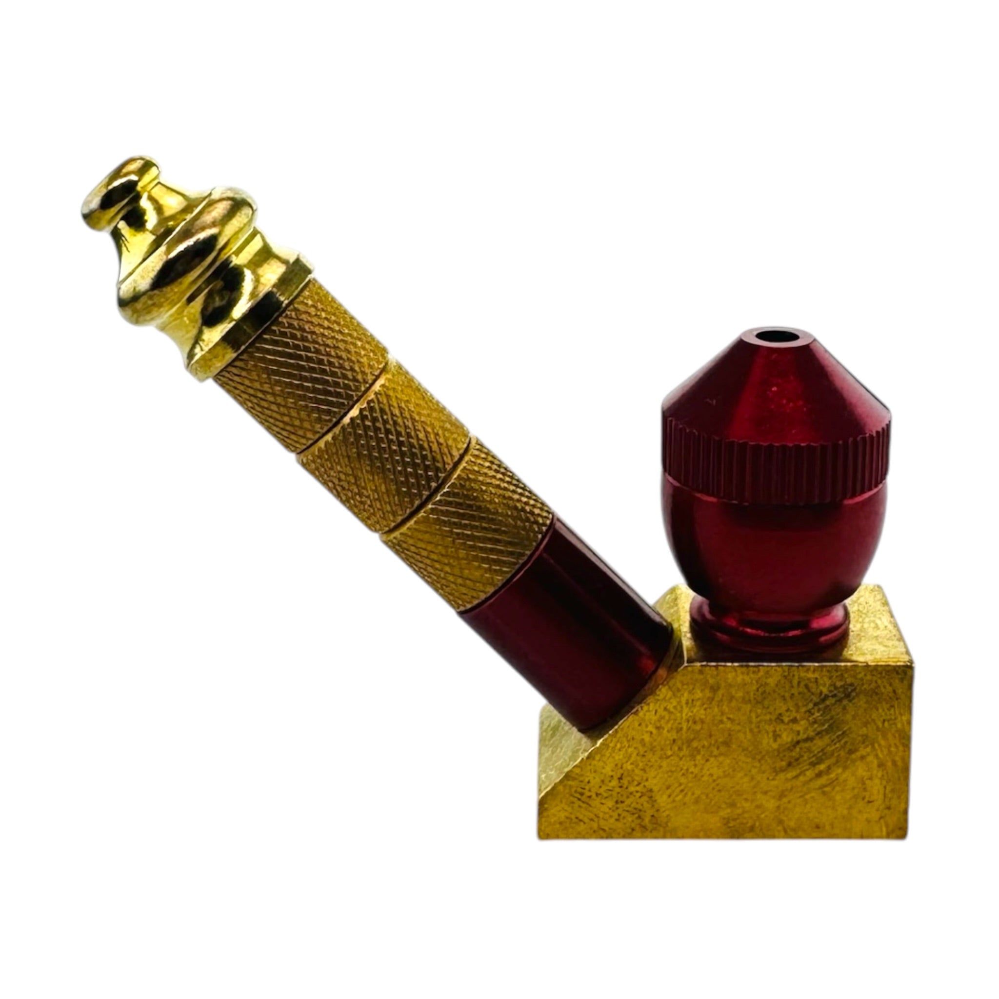 Brass And Red Aluminum Metal Sherlock Smoking Pipe With Cone Lid