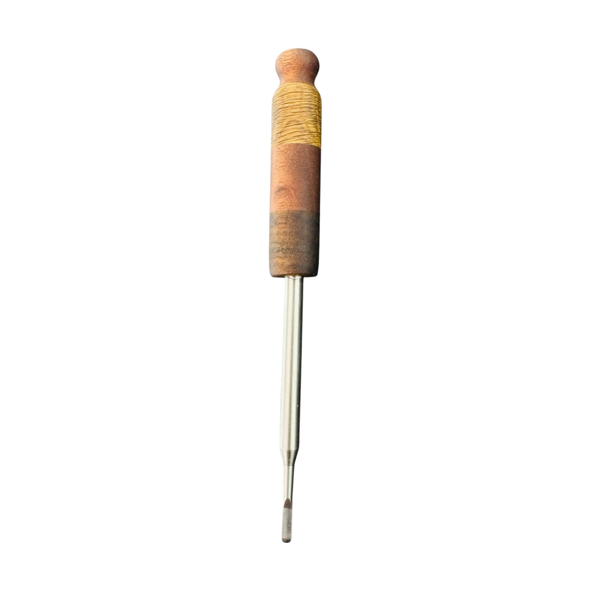 Flat End Titanium Dab Tool With Wood Turned Handle