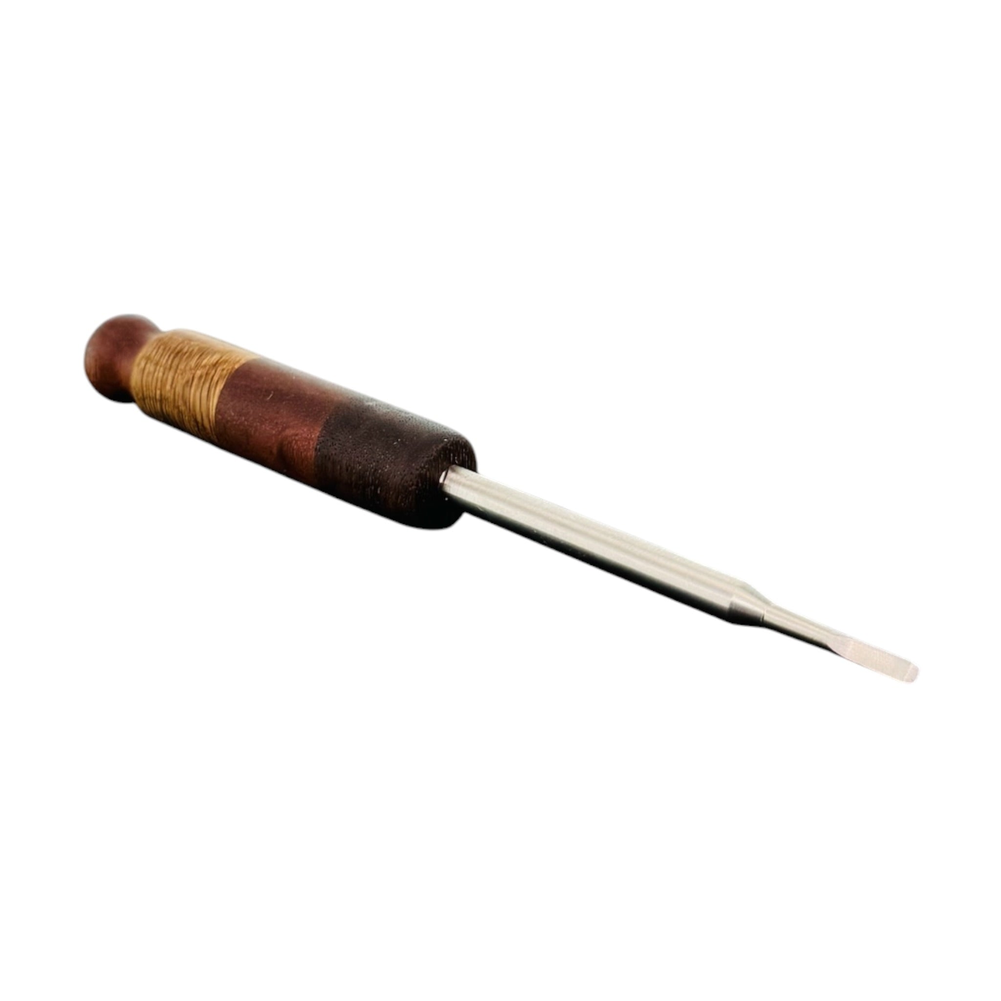 Flat End Titanium Dab Tool With Wood Turned Handle