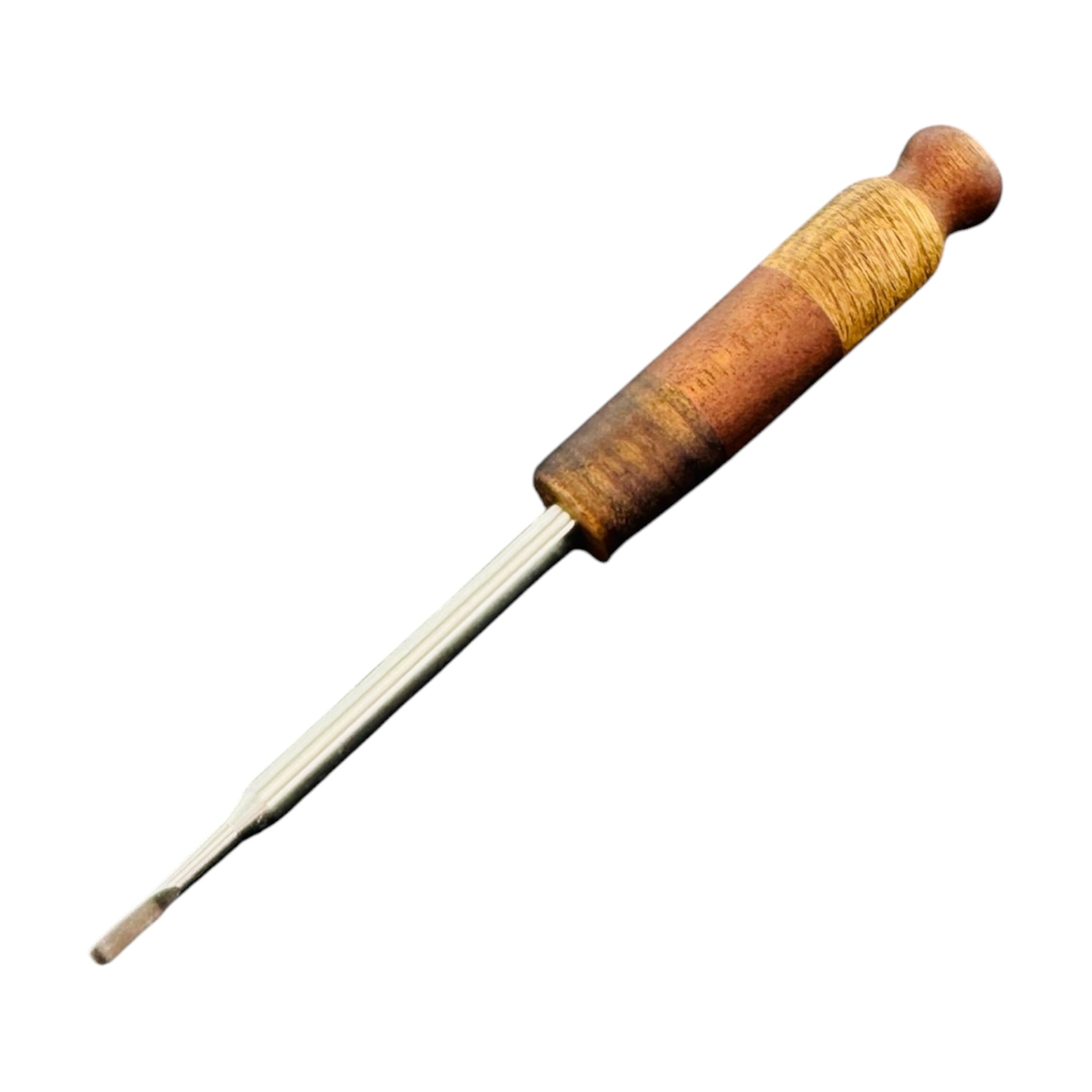 Flat End Titanium Dab Tool With Wood Turned Handle