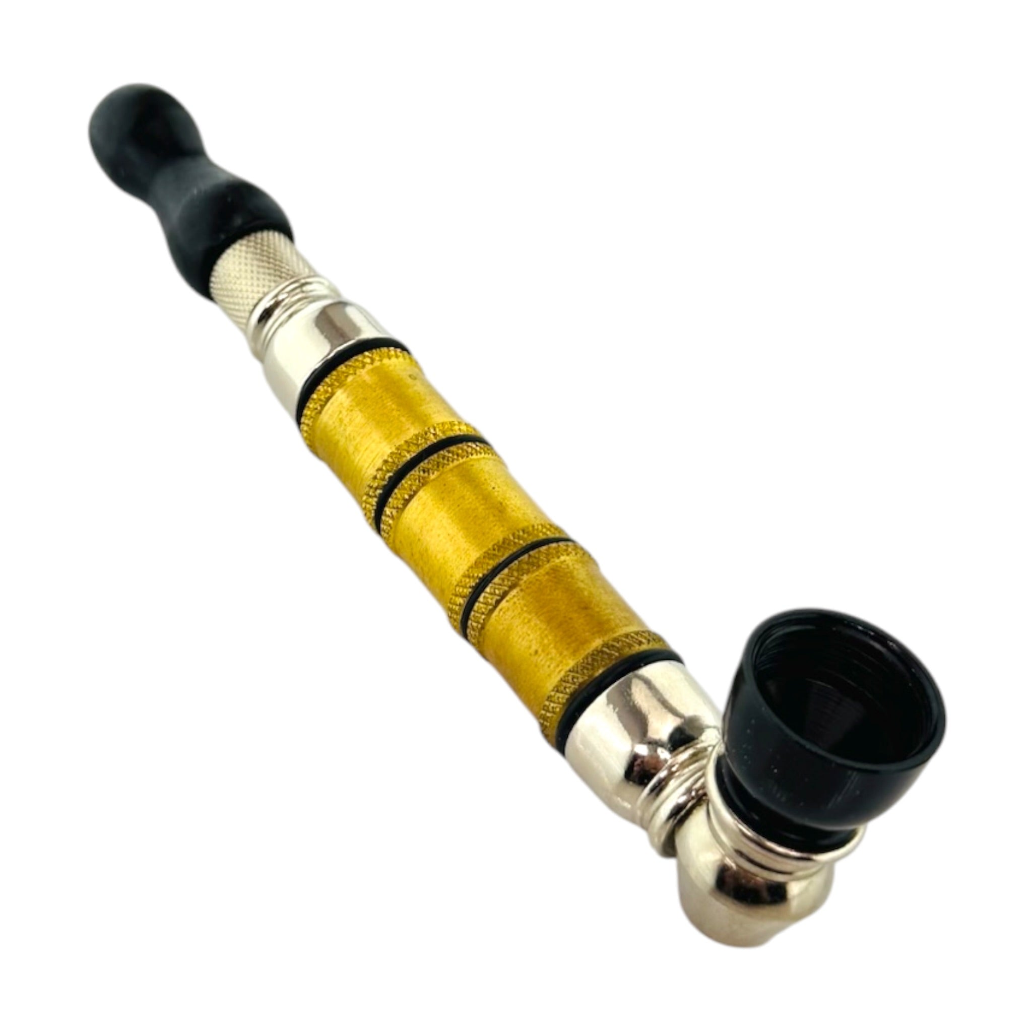 Extended Brass Chamber Long Stem Aluminum And Wood Metal Smoking Pipe