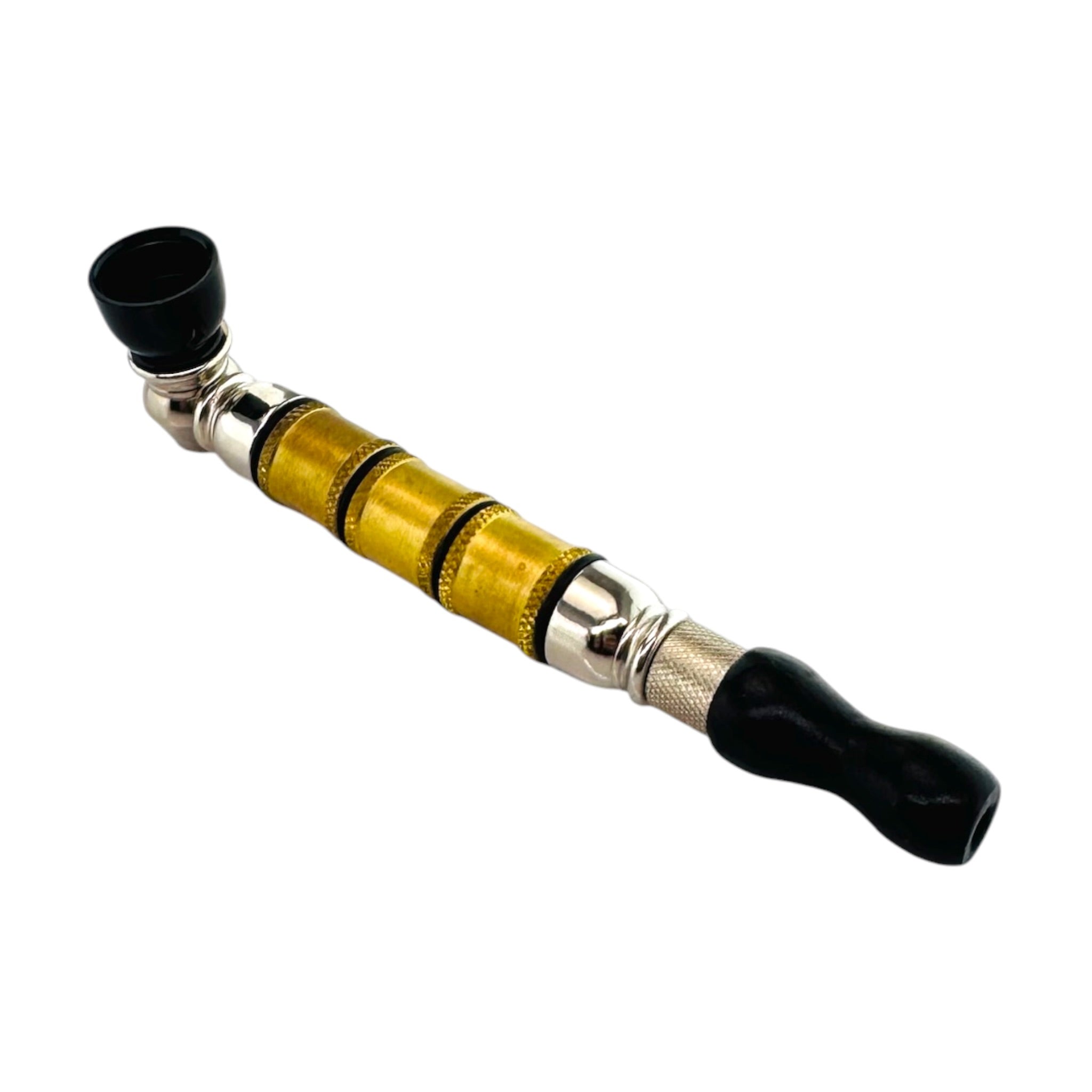 Extended Brass Chamber Long Stem Aluminum And Wood Metal Smoking Pipe
