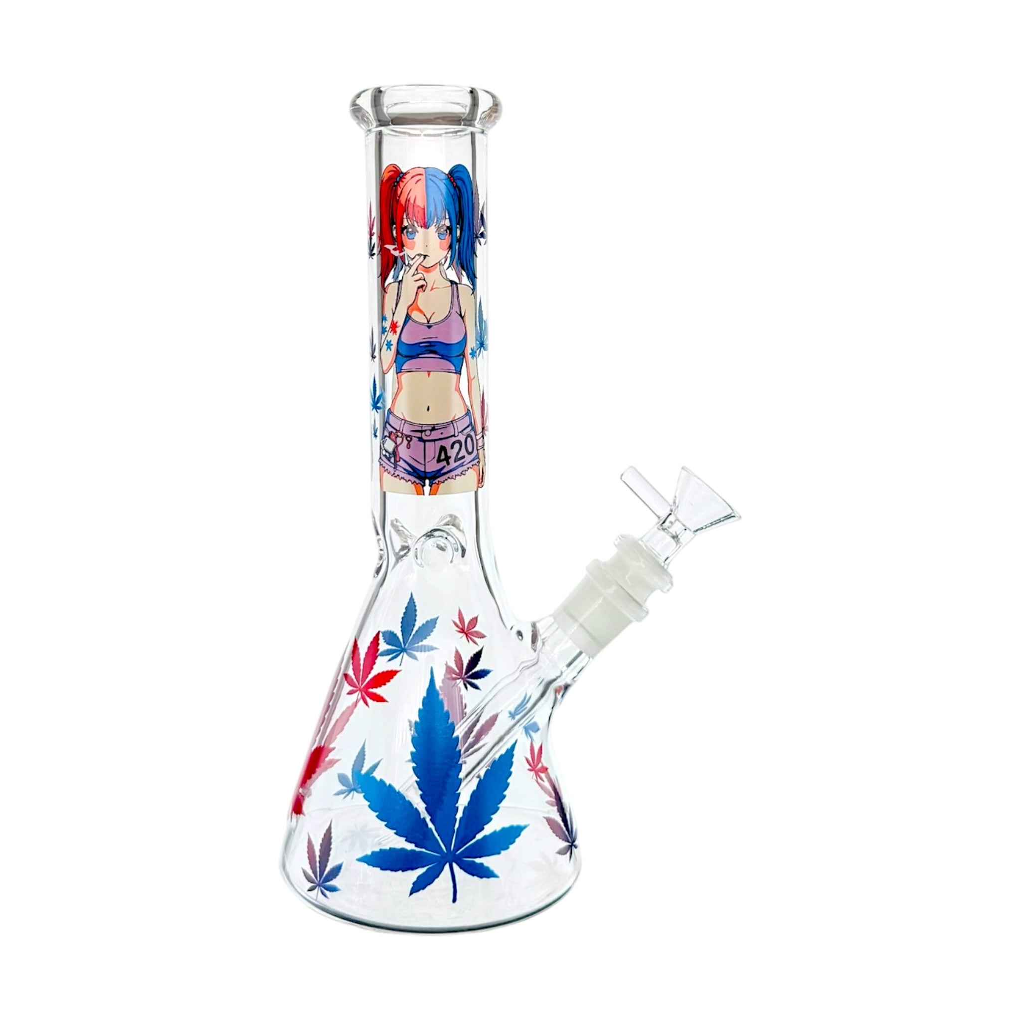 420 Anime Girl Glass Water Pipe Bong 10 Inches for sale