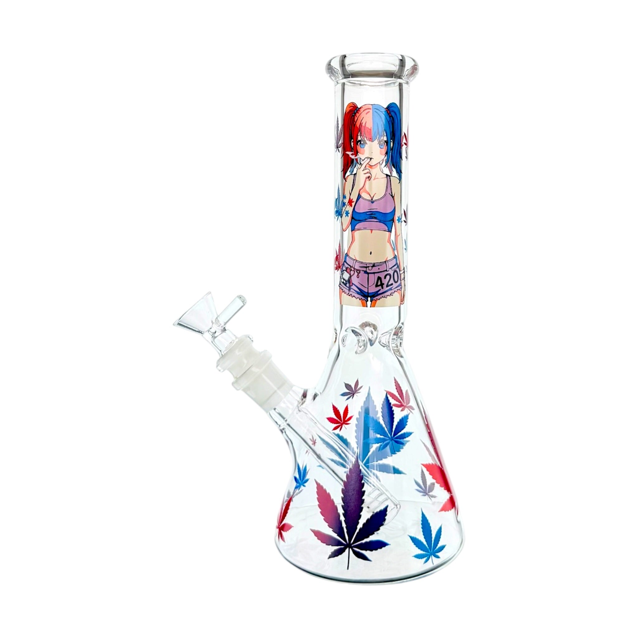 420 Anime Girl Glass Water Pipe Bong 10 Inches for sale