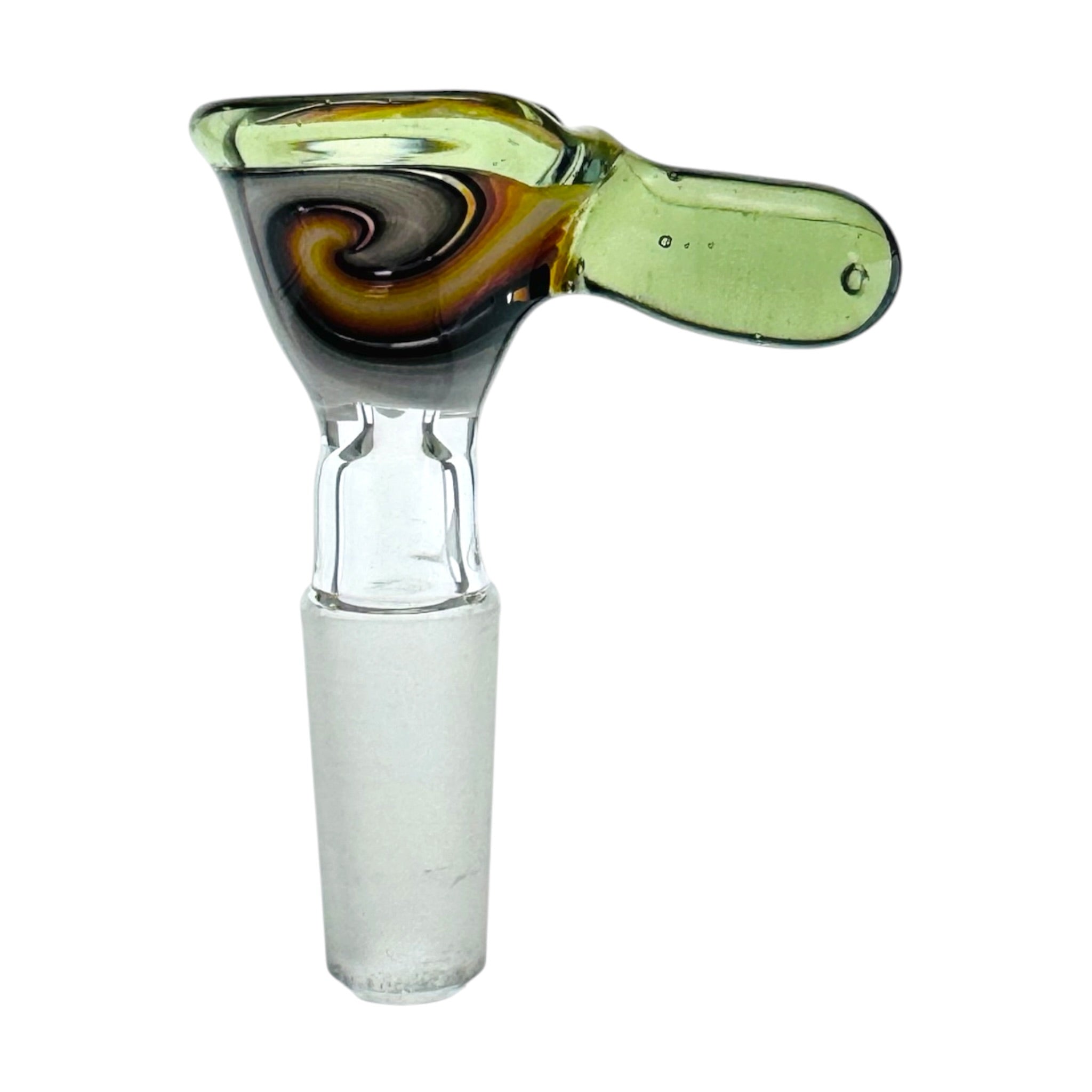 N3RD Glass water pipe bowl 10mm Flower Bowl Smoke Black Rim And Handle With Sun and Moonlight Linework