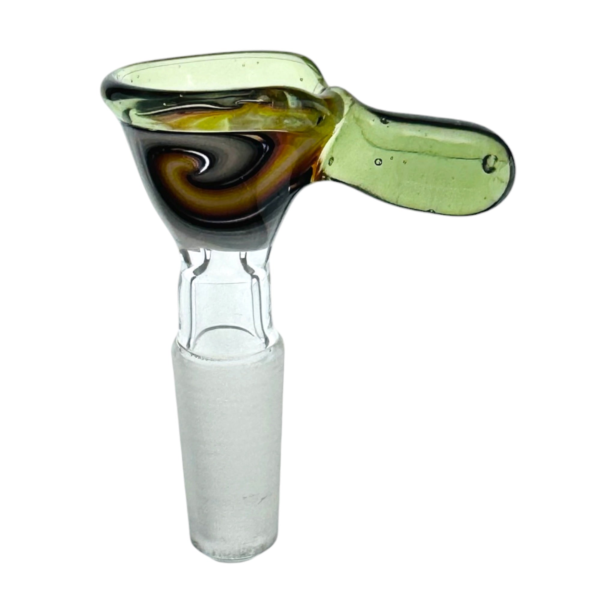 N3RD Glass water pipe bowl 10mm Flower Bowl Smoke Black Rim And Handle With Sun and Moonlight Linework