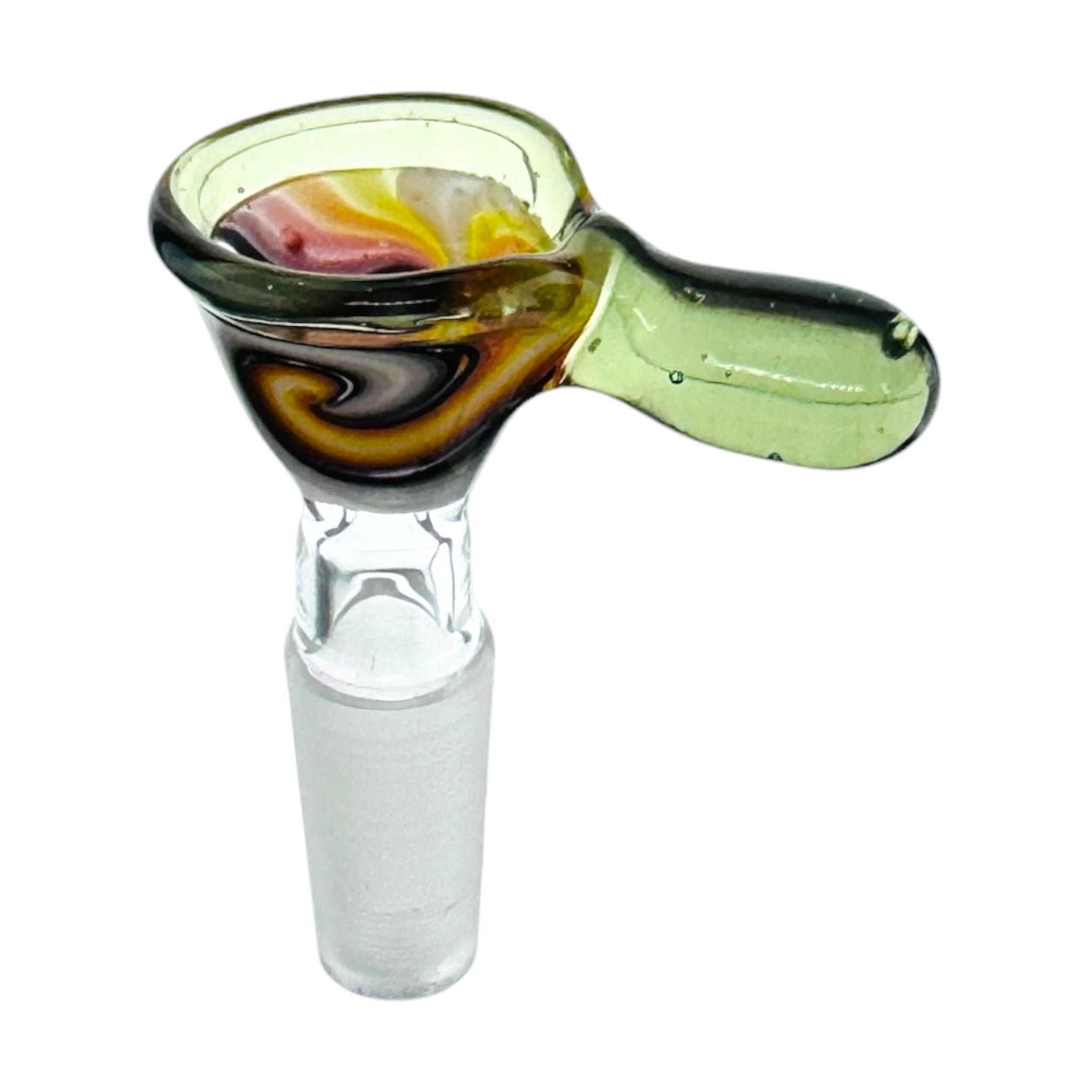 N3RD Glass water pipe bowl 10mm Flower Bowl Smoke Black Rim And Handle With Sun and Moonlight Linework