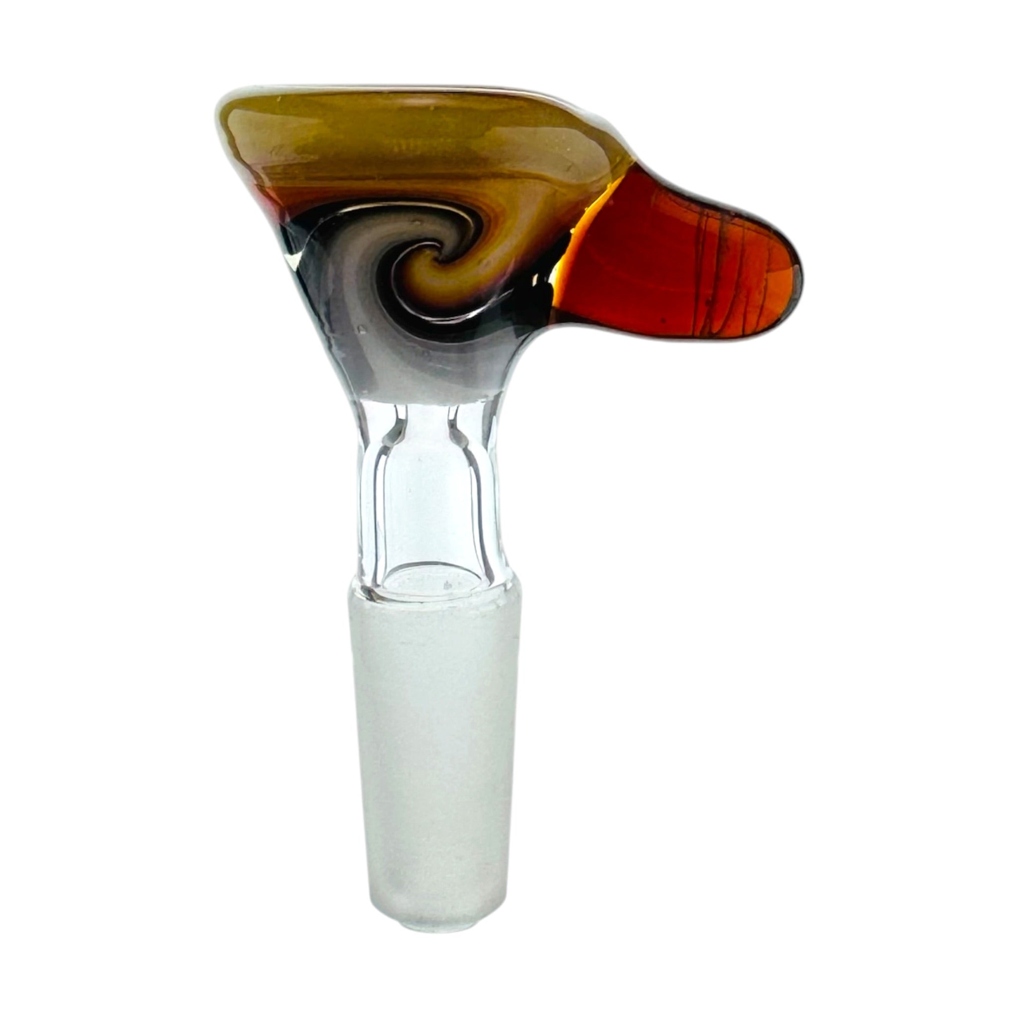 N3RD Glass water pipe bowl 10mm Flower Bowl Sunset Orange Rim And Amber Handle With Sun and Moonlight Linework