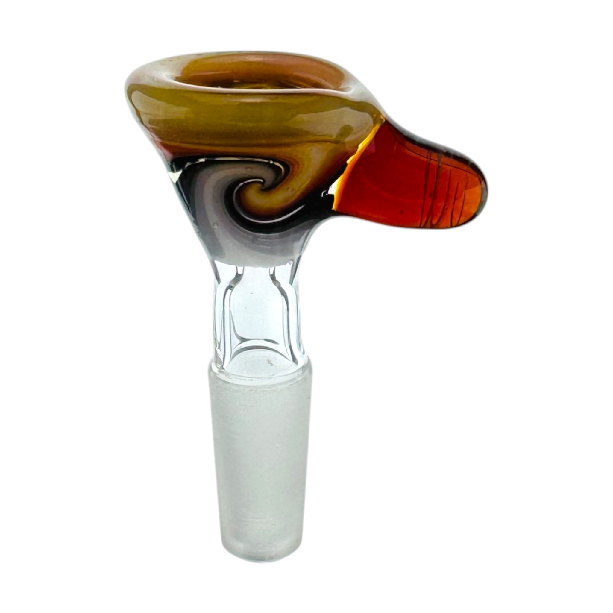 N3RD Glass water pipe bowl 10mm Flower Bowl Sunset Orange Rim And Amber Handle With Sun and Moonlight Linework
