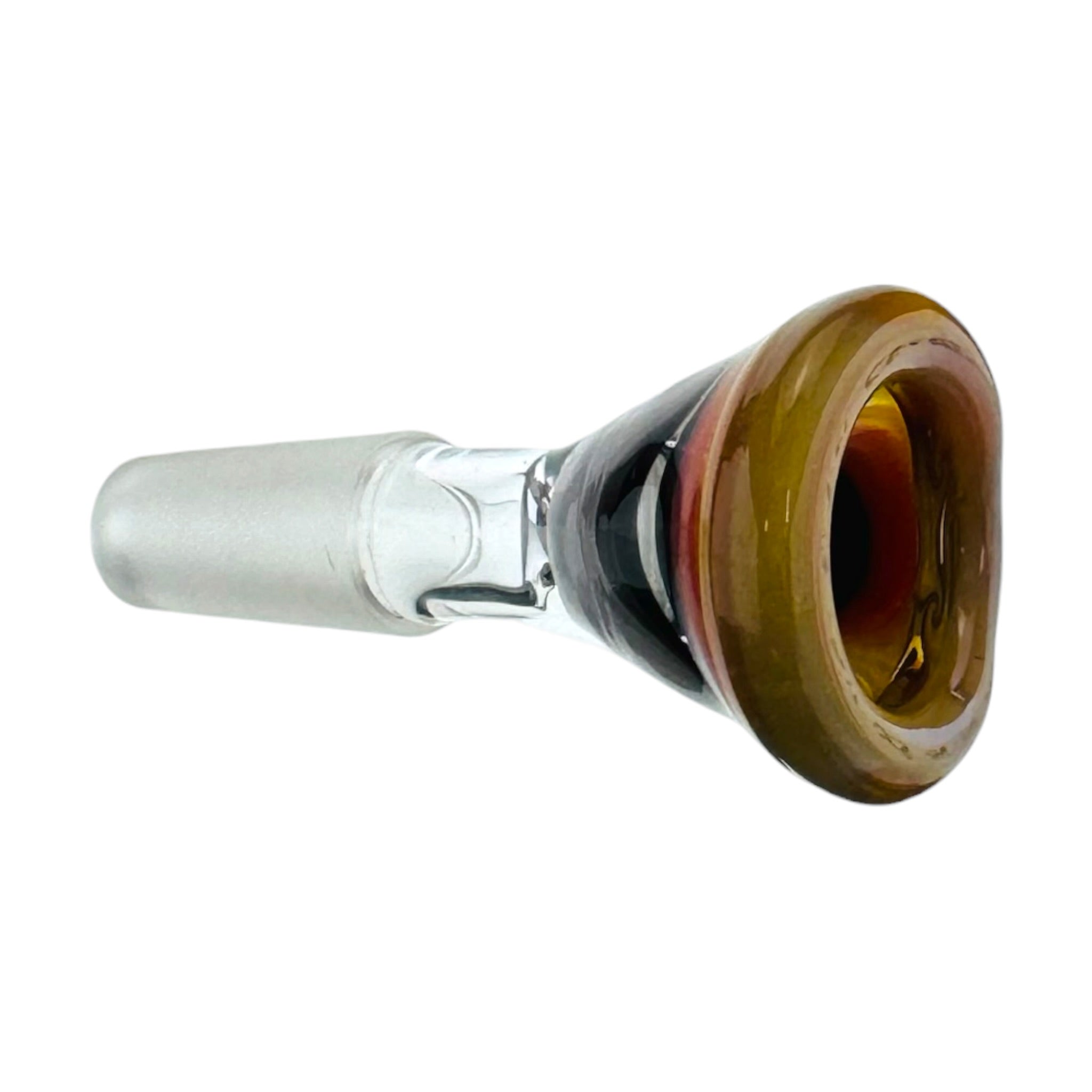 N3RD Glass water pipe bowl 10mm Flower Bowl Sunset Orange Rim And Amber Handle With Sun and Moonlight Linework