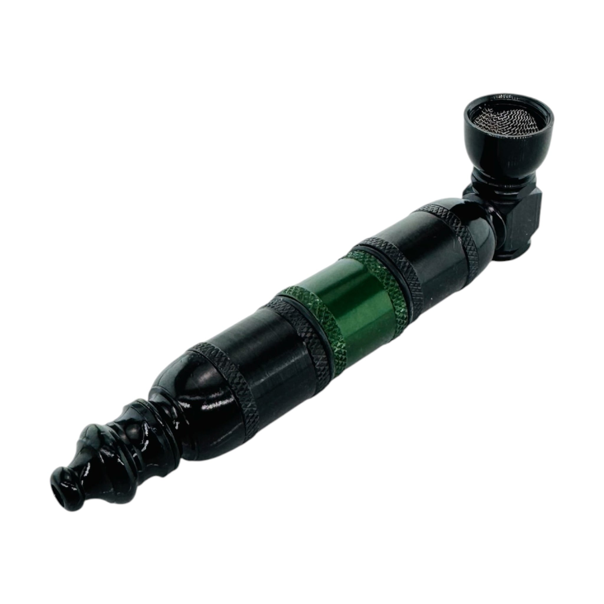 aluminum Metal Hand smoking Pipe Black And Green Extra Large Chamber Hand Pipe
