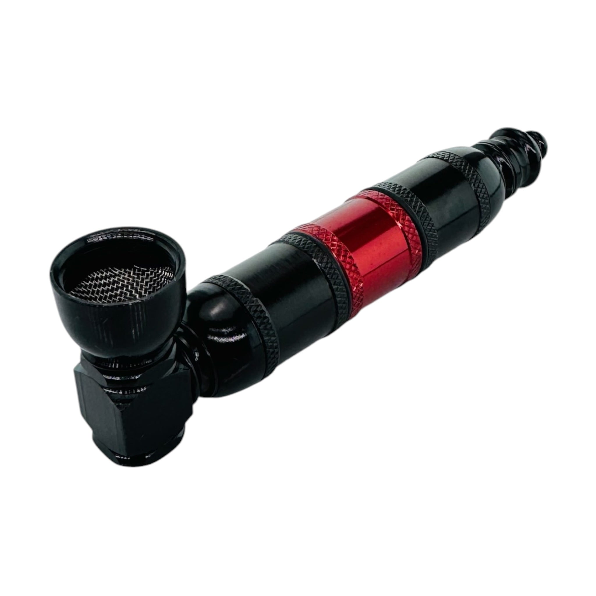 aluminum Metal Hand smoking Pipe Black And Red Extra Large Chamber Hand Pipe