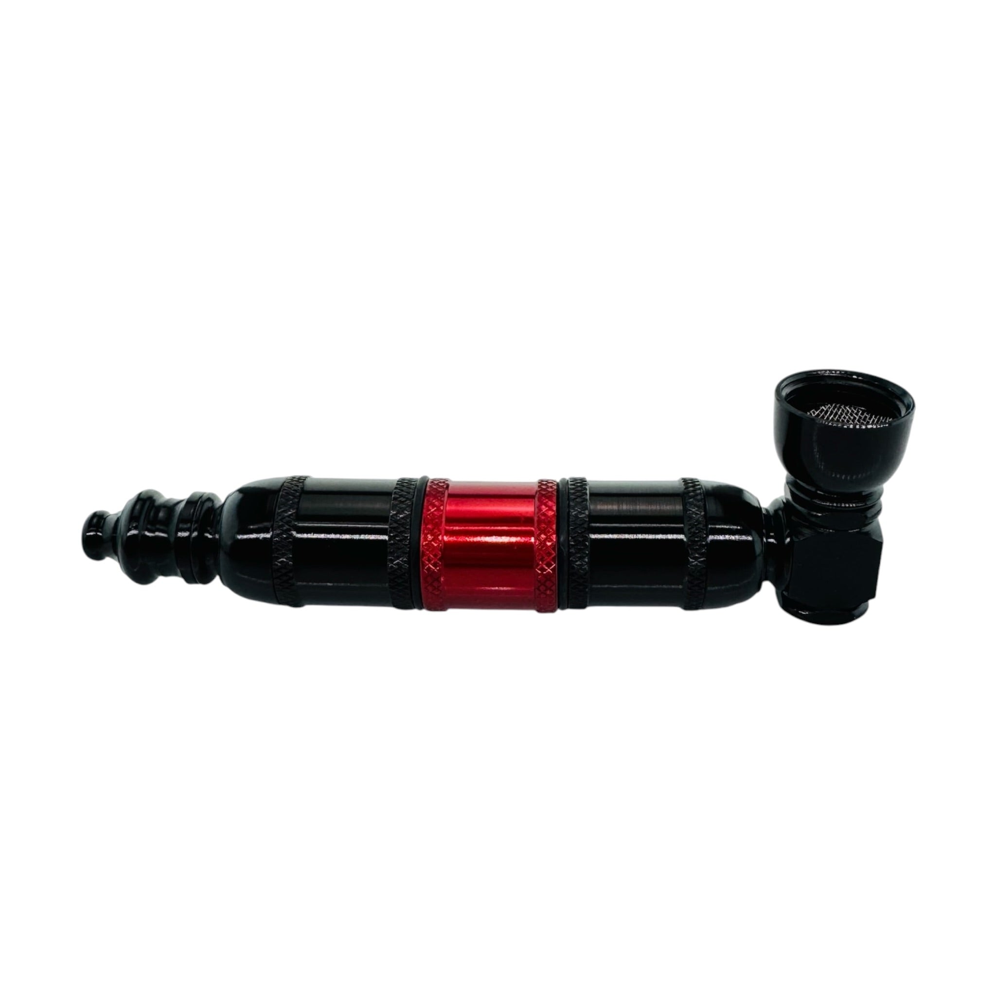 aluminum Metal Hand smoking Pipe Black And Red Extra Large Chamber Hand Pipe