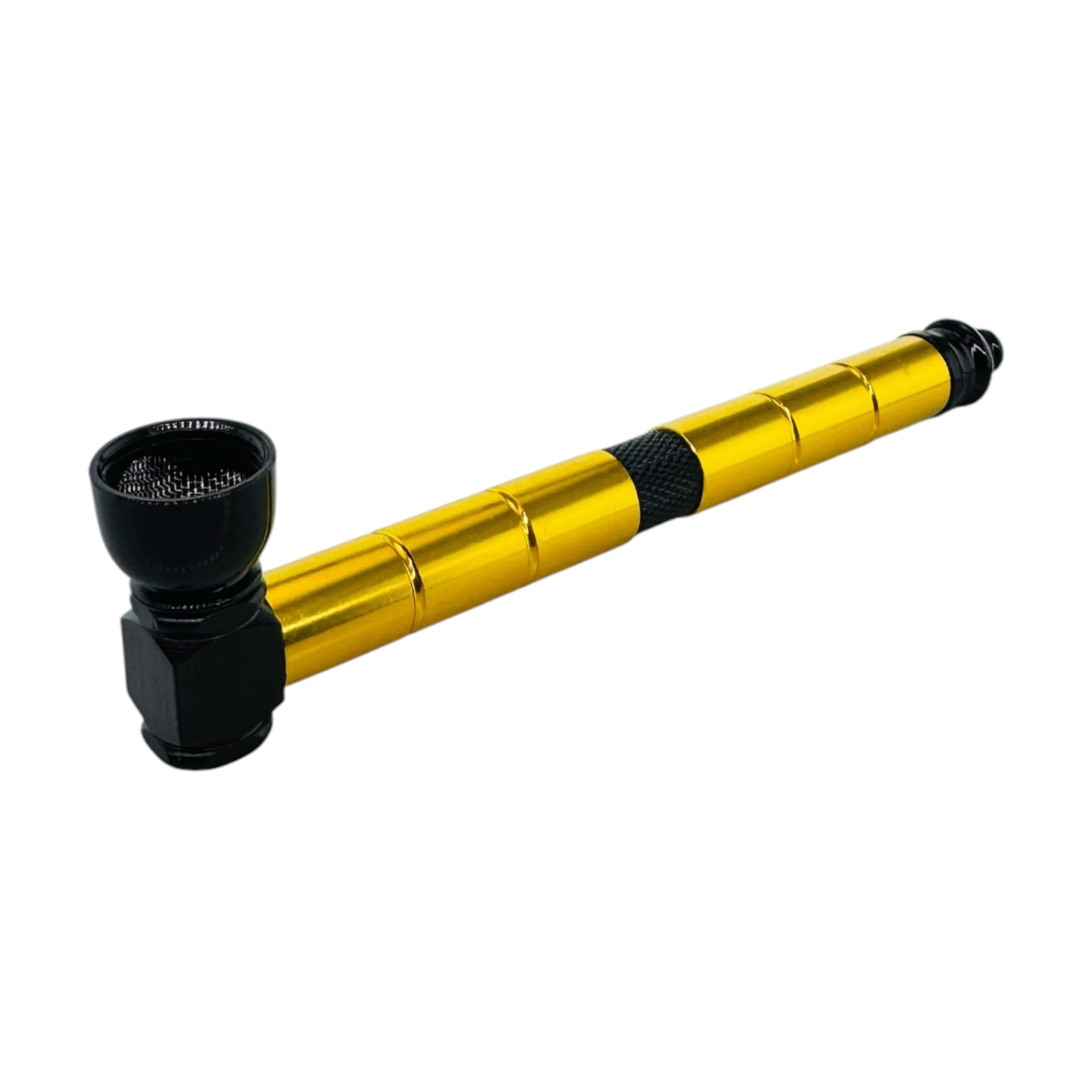 Metal Hand Pipes - Gold And Black Long Stem Aluminum Metal Pipe