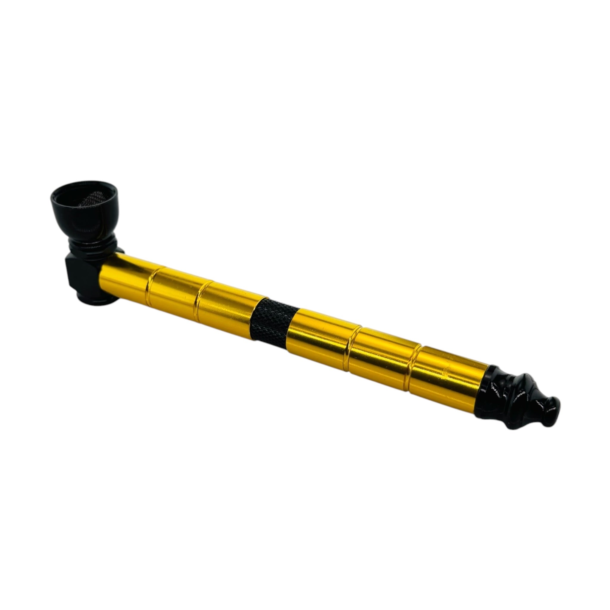 Gold And Black Long Stem Aluminum Metal smoking Pipe