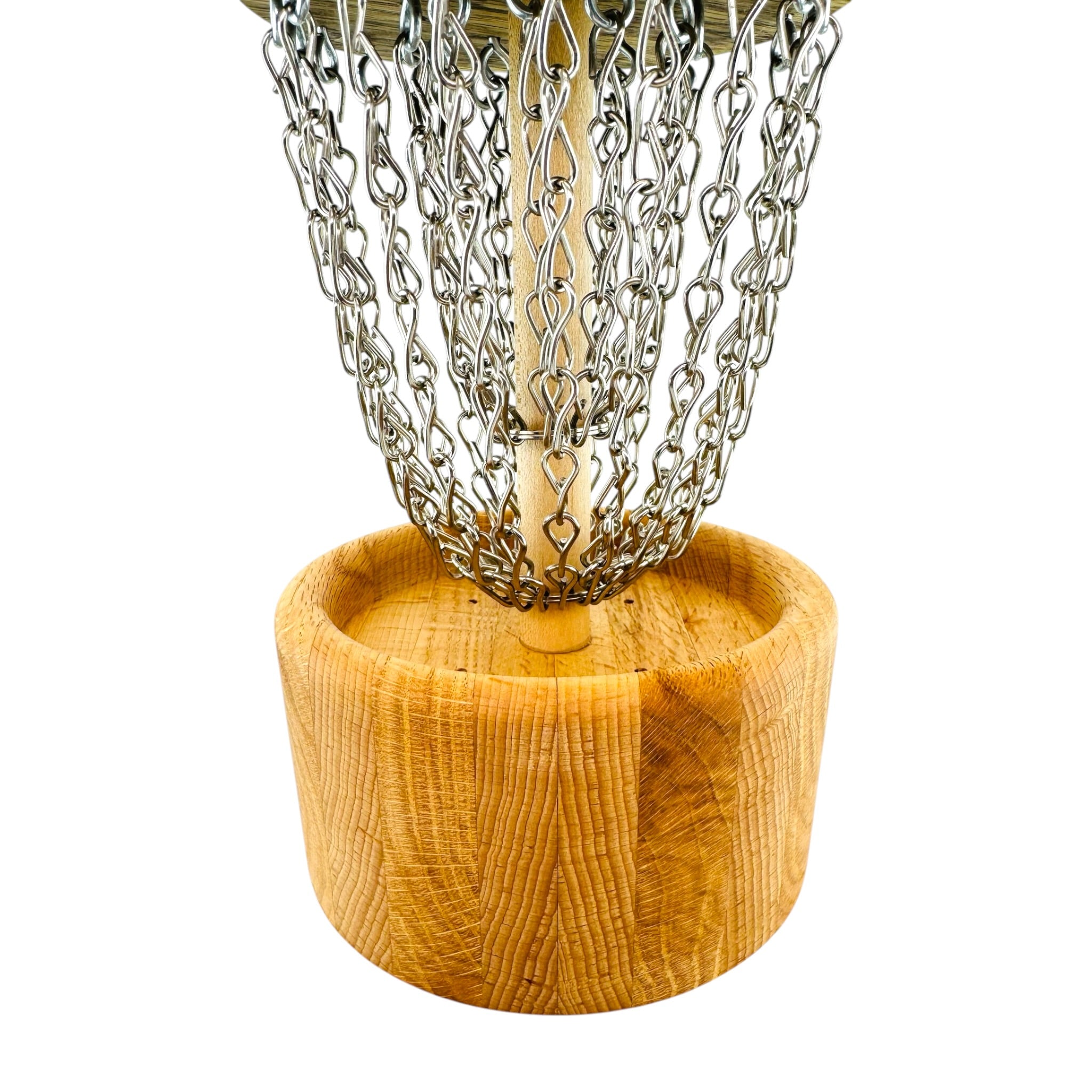 Handmade Wood Disc Golf Net Small Desktop Sized - Oak & Beech Base And Ziricote Top