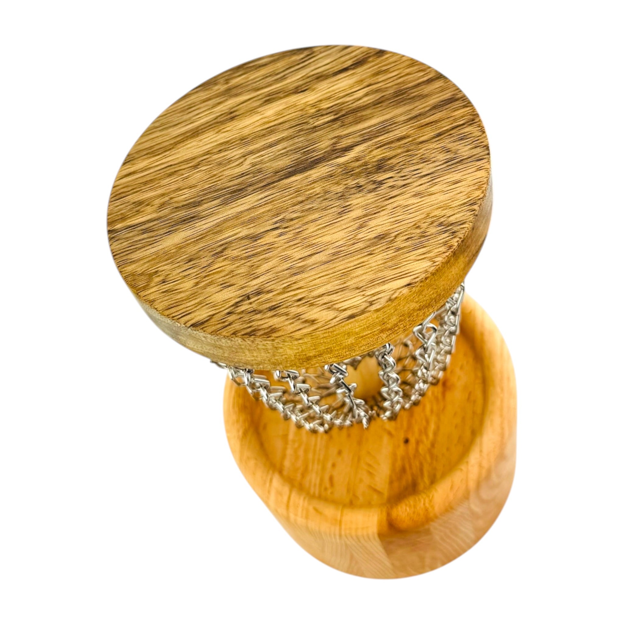 Handmade Wood Disc Golf Net Small Desktop Sized - Oak & Beech Base And Ziricote Top