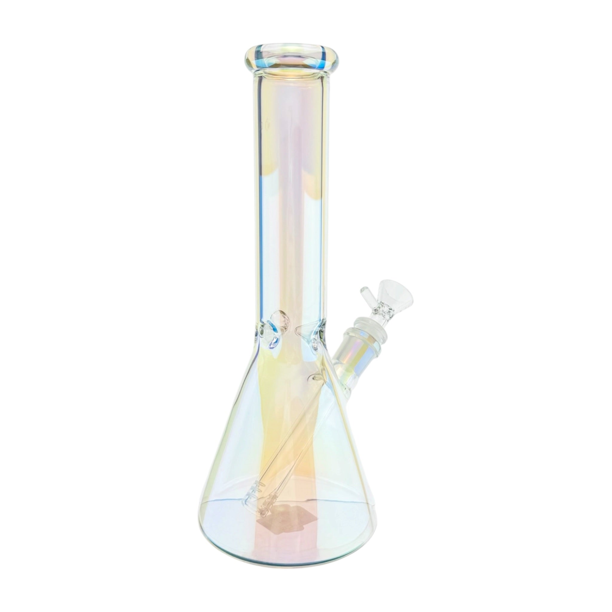 10 Inch Clear Pearlescant Metallic Beaker Water Pipe Bong