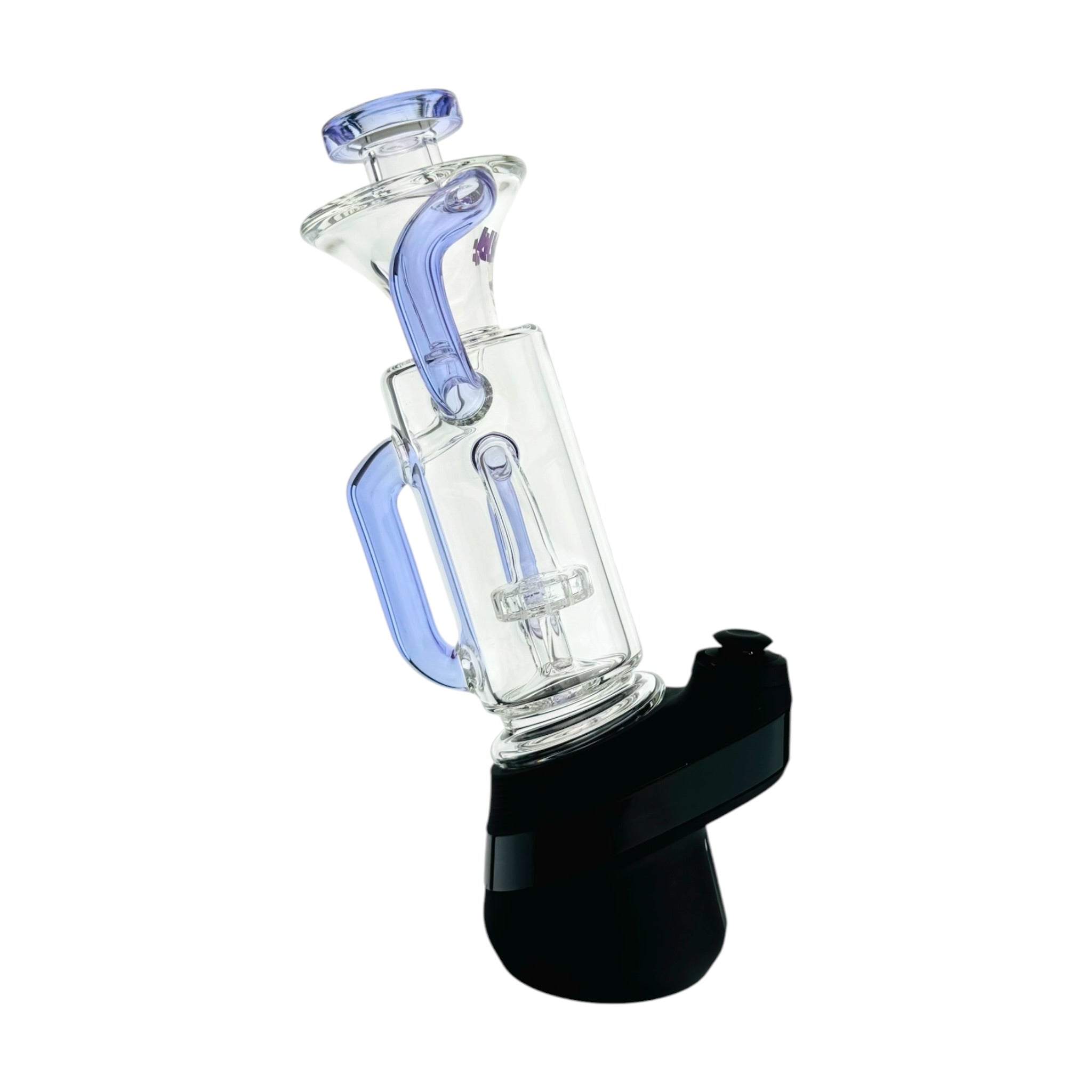 Wulf Mods Clear And Purple Glass Recycler Water Pipe Attachment For Puffco Peak