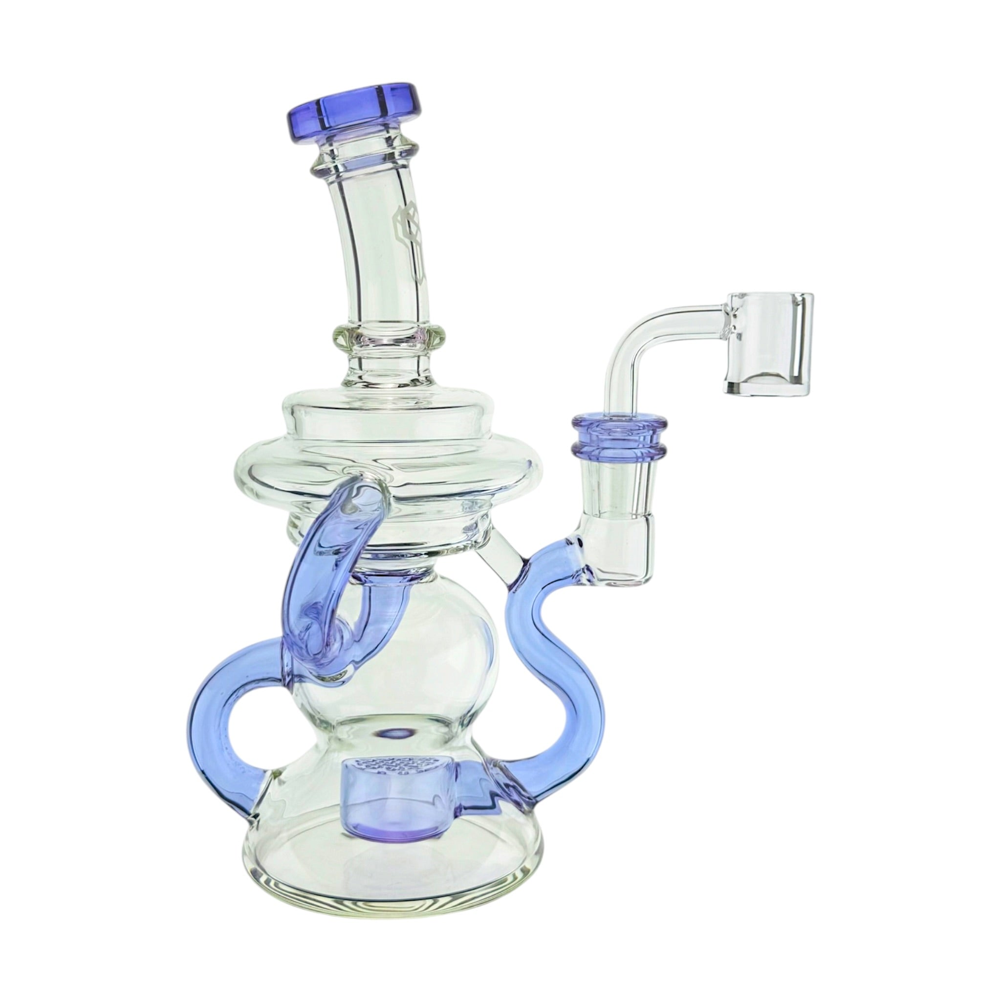 Translucent Purple Klein Recycler Dab Rig Water Pipe With Seed of Life Percolator