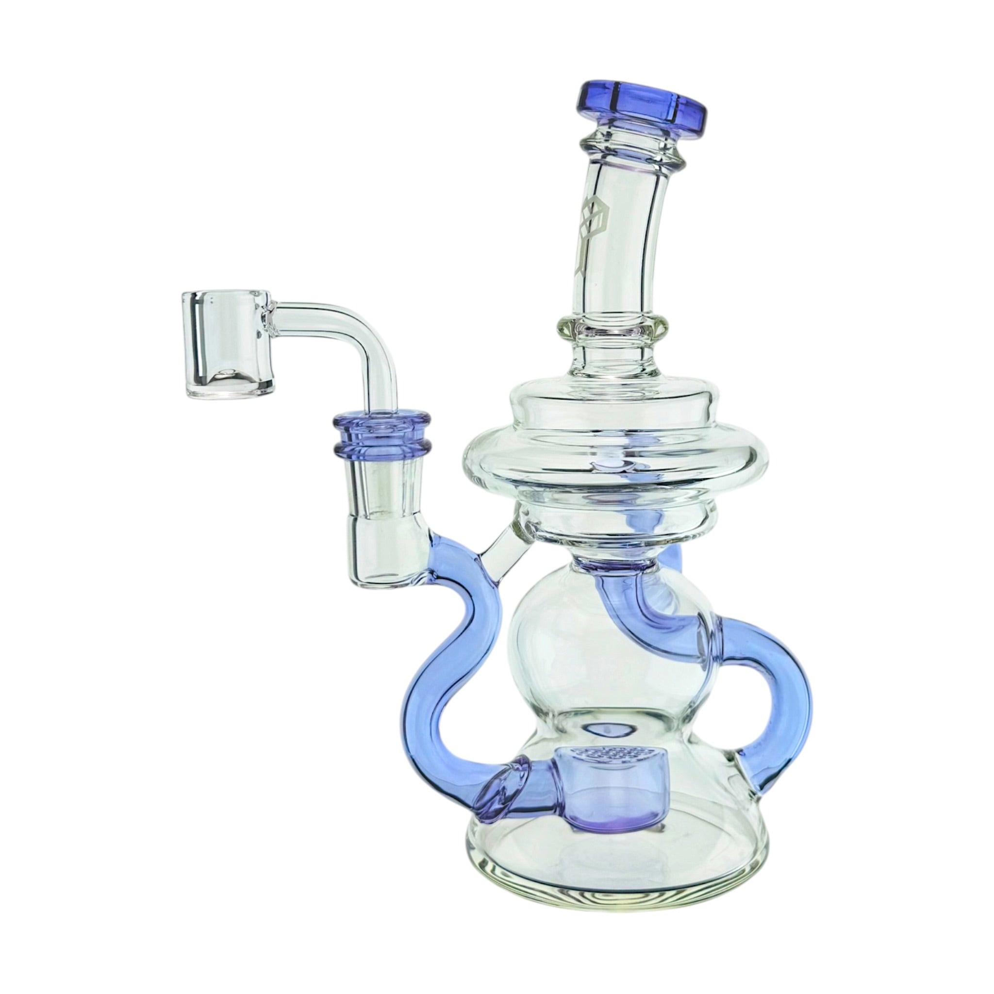Translucent Purple Klein Recycler Dab Rig Water Pipe With Seed of Life Percolator