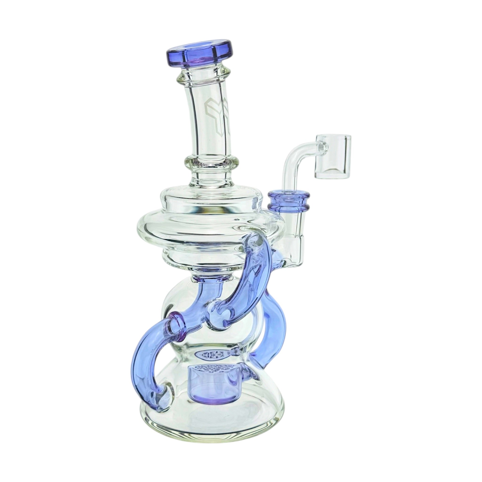 Translucent Purple Klein Recycler Dab Rig Water Pipe With Seed of Life Percolator