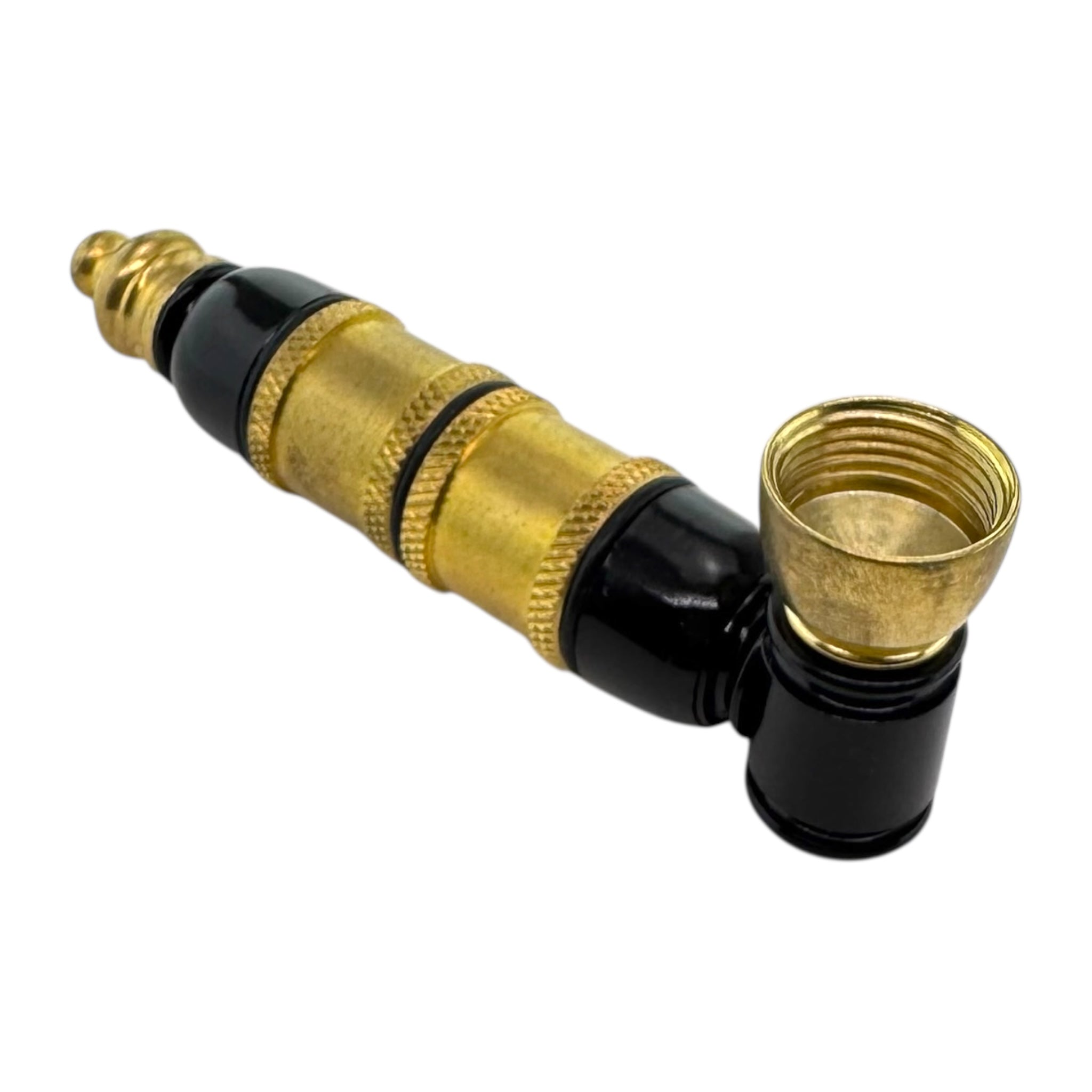 Metal Hand Pipes - Black And Gold Extra Large Chamber Hand Pipe