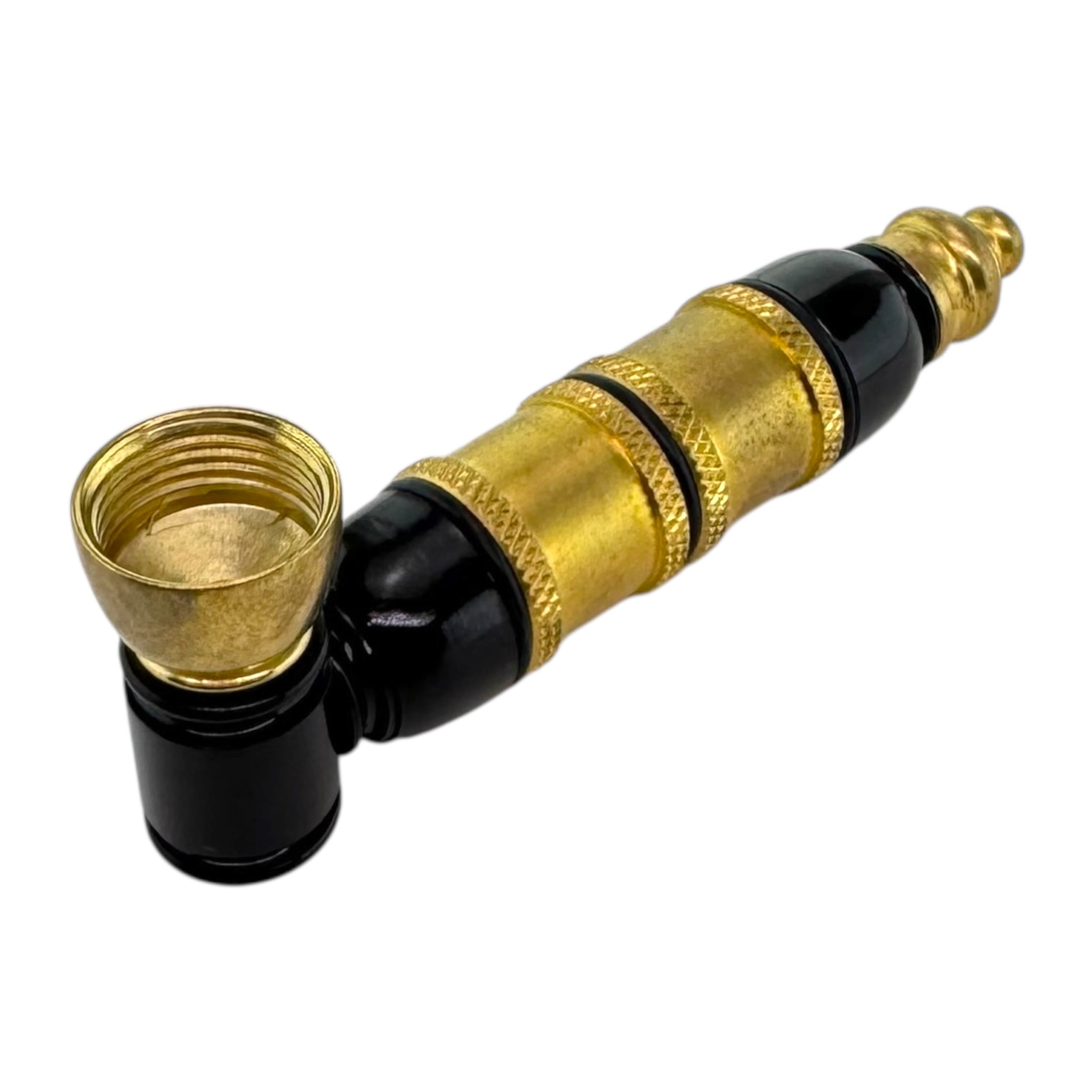 Metal Hand Pipes - Black And Gold Extra Large Chamber Hand Pipe