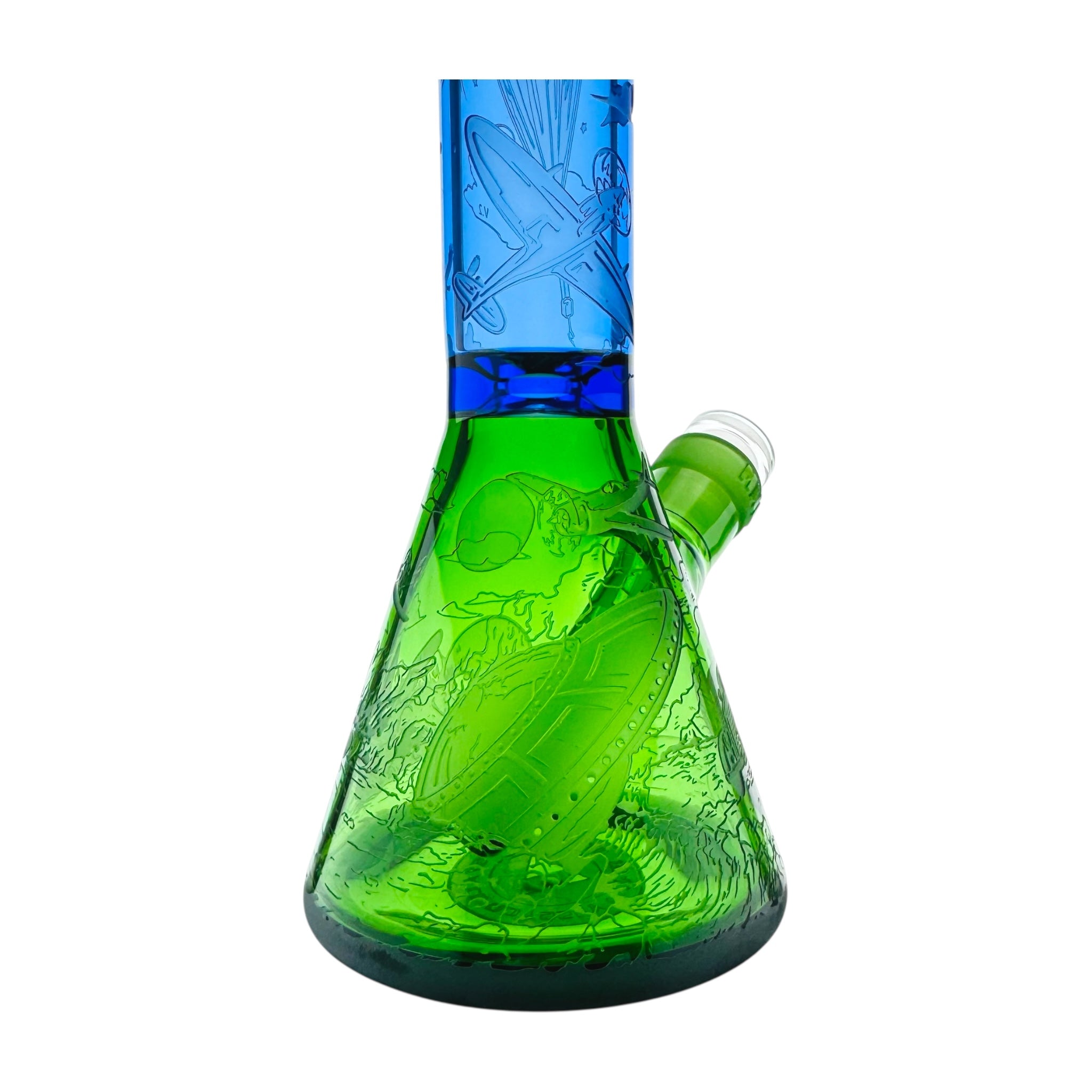 Milkyway Glass Roswell 1947 10.5″ Beaker Bong Blue And Green