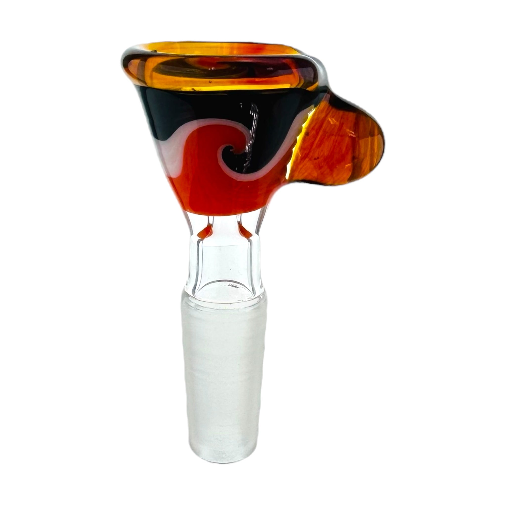 N3RD Glass 10mm Flower Bowl Amber Brown With Black And Orange