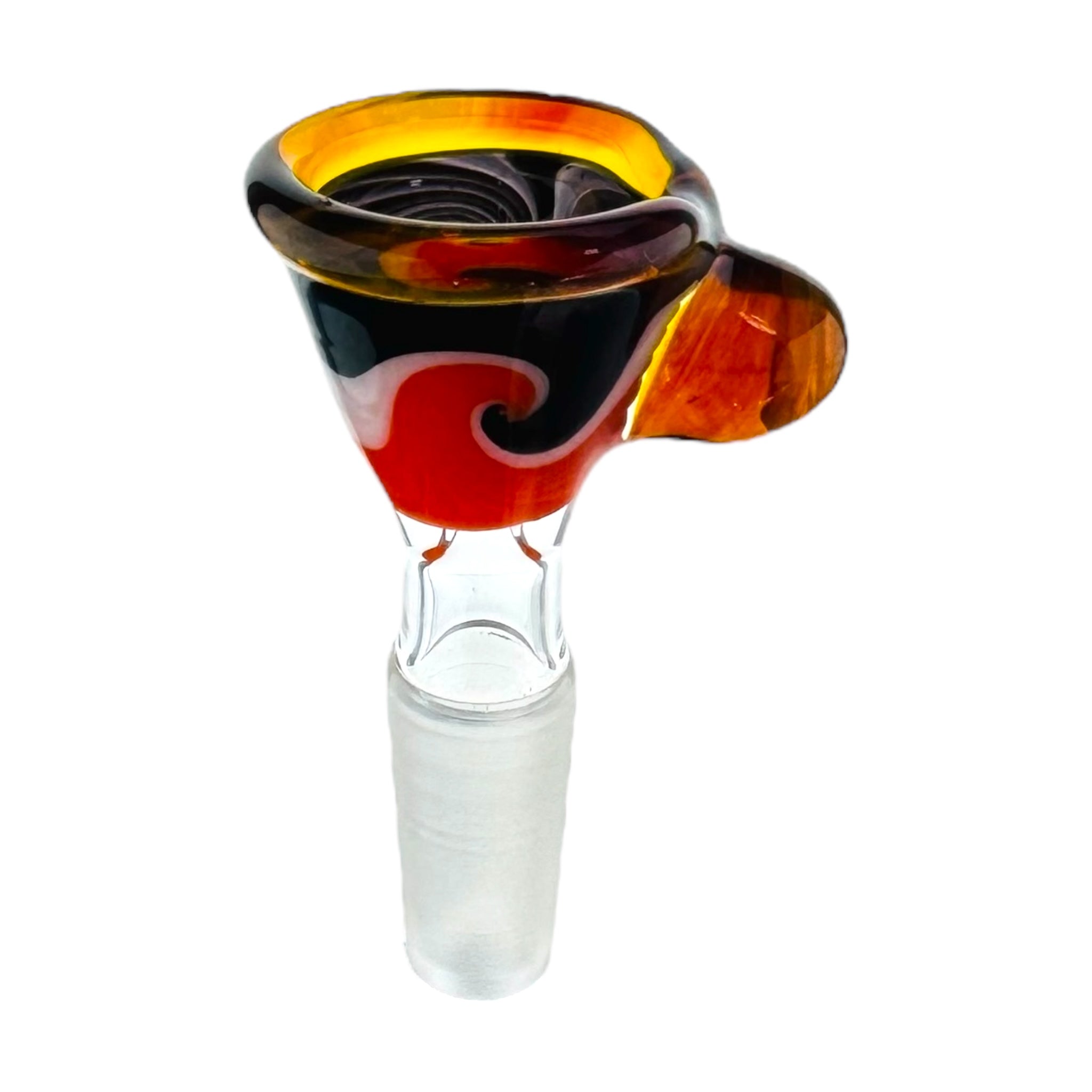 N3RD Glass 10mm Flower Bowl Amber Brown With Black And Orange