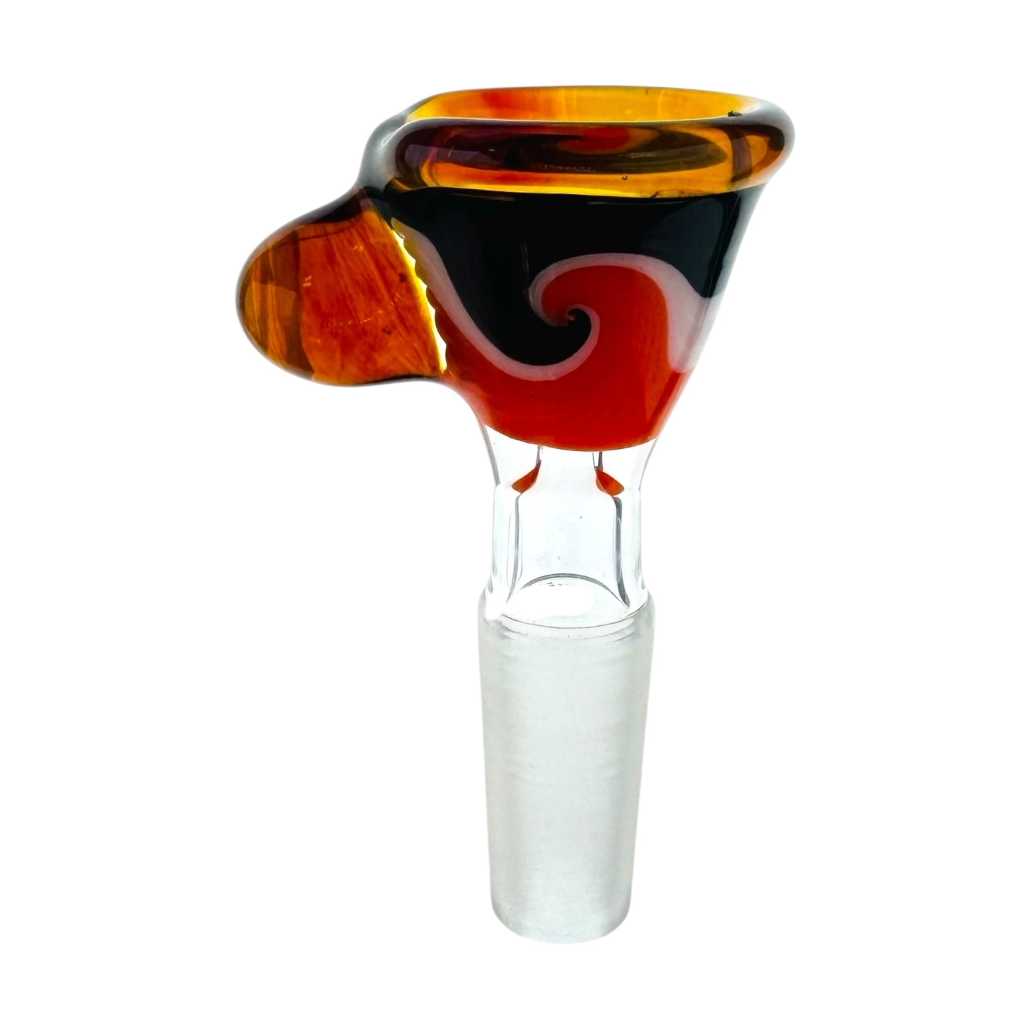 N3RD Glass 10mm Flower Bowl Amber Brown With Black And Orange