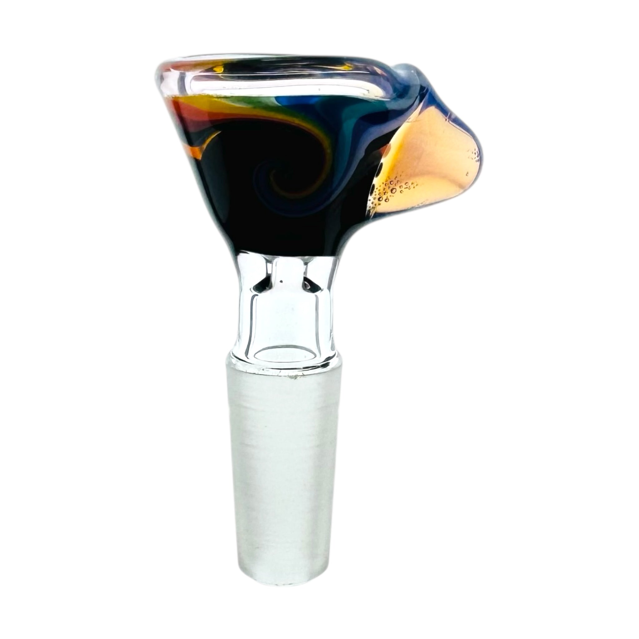 N3RD Glass 10mm Flower Bowl Black With Rainbow Linework