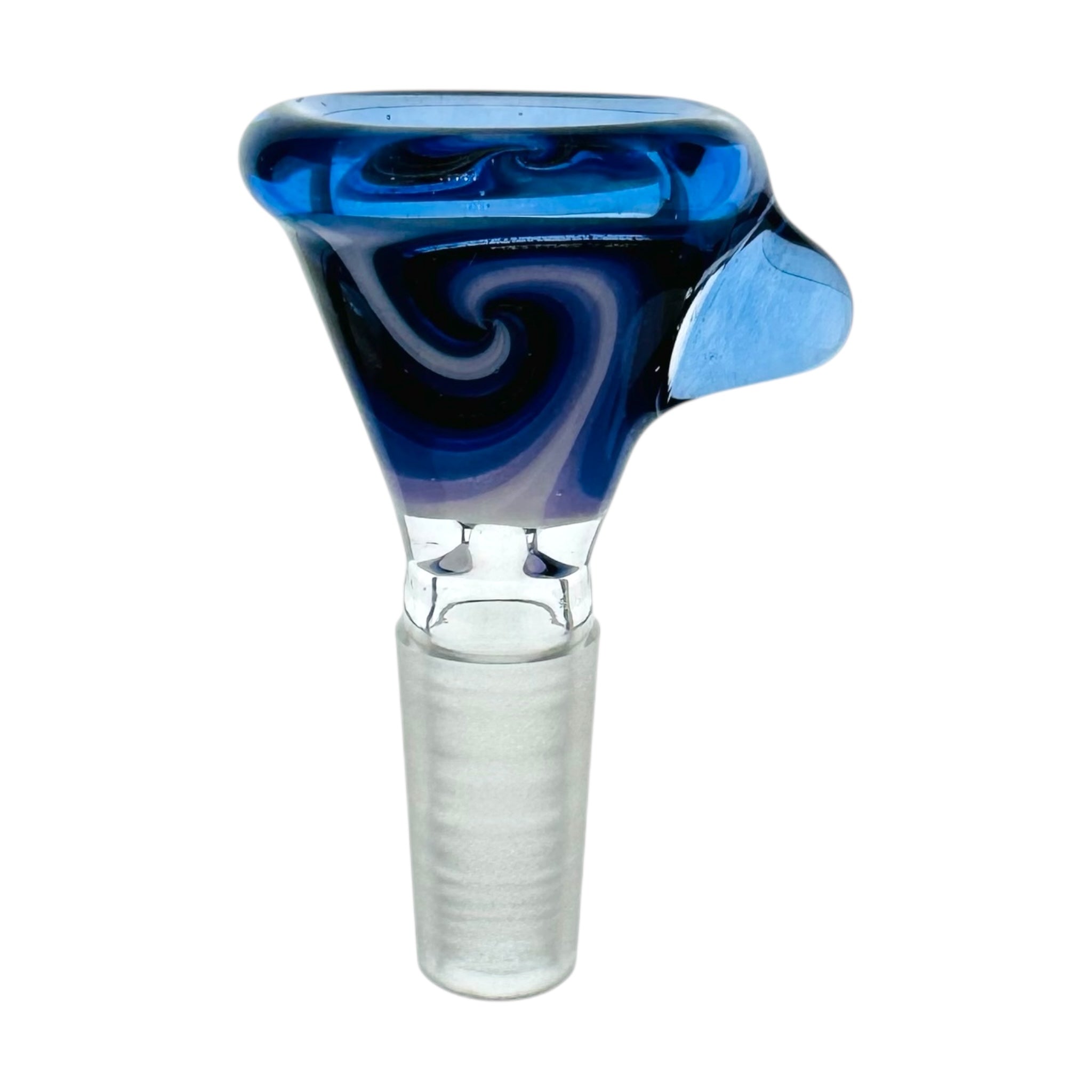N3RD Glass 10mm Flower Bowl Blue With Cosmic Galaxy Twirl