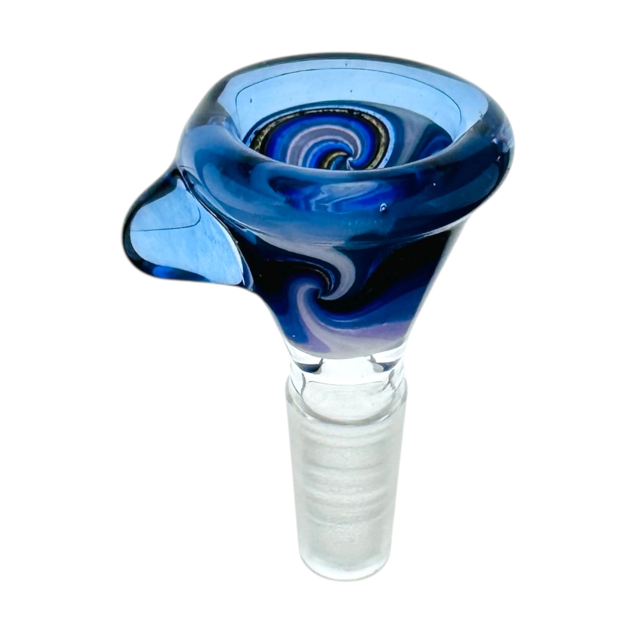N3RD Glass 10mm Flower Bowl Blue With Cosmic Galaxy Twirl