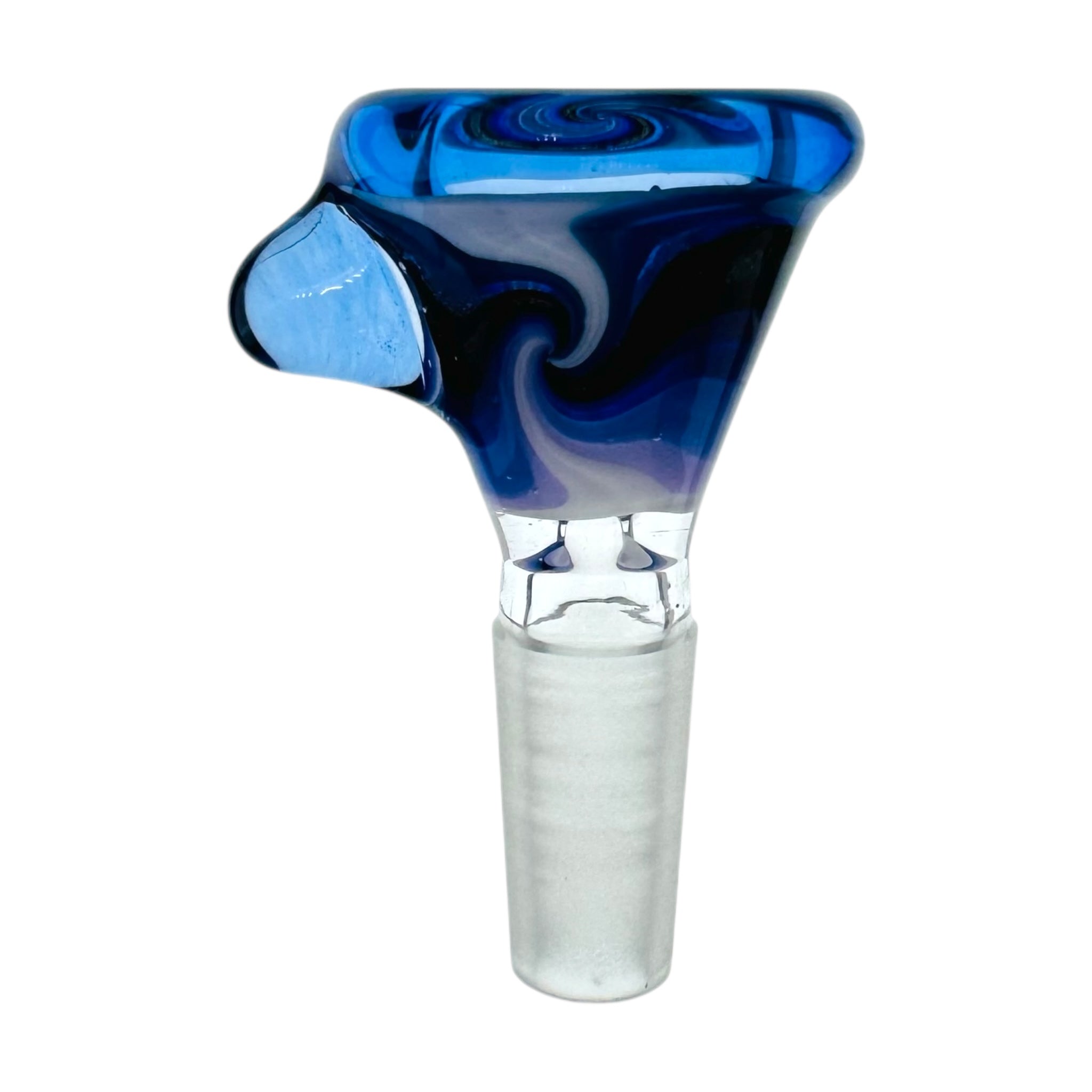 N3RD Glass 10mm Flower Bowl Blue With Cosmic Galaxy Twirl