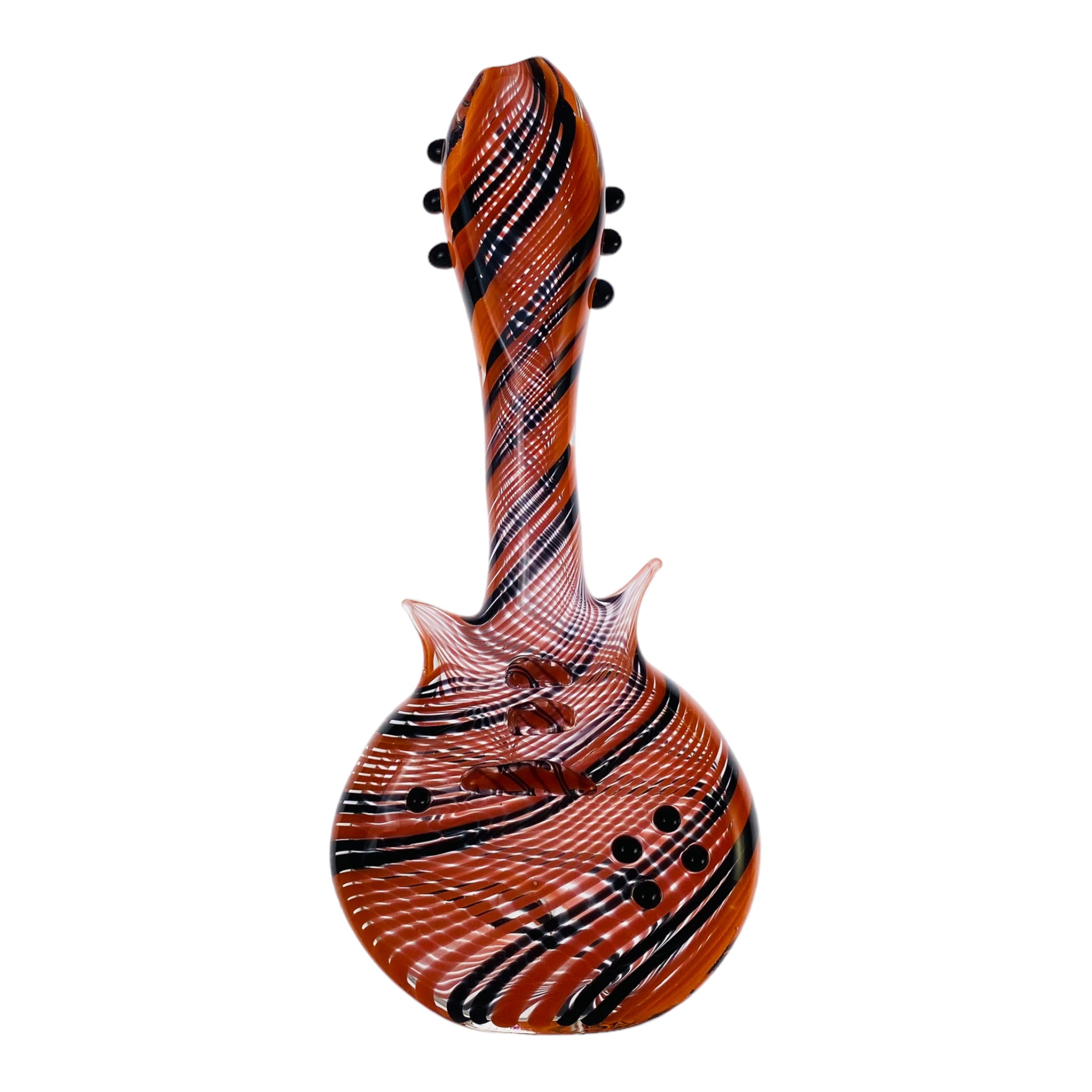 Glass Guitar Hand Pipe - Black & Orange