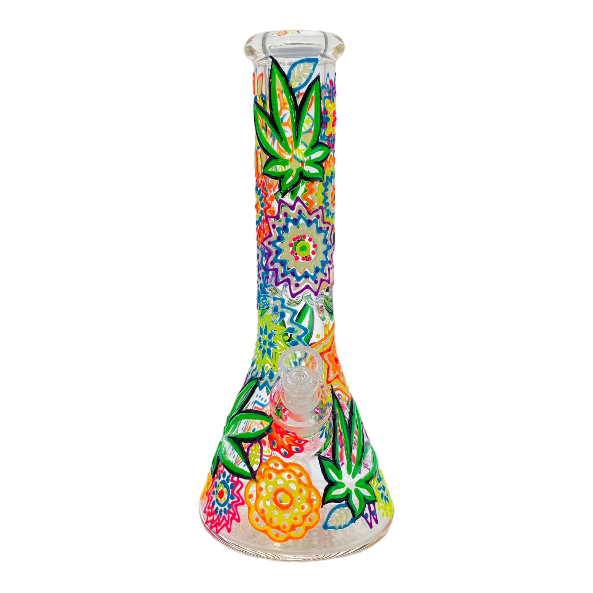 best cheap portable Groovy hippie Flower Power 9mm Thick Glass Beaker Bong